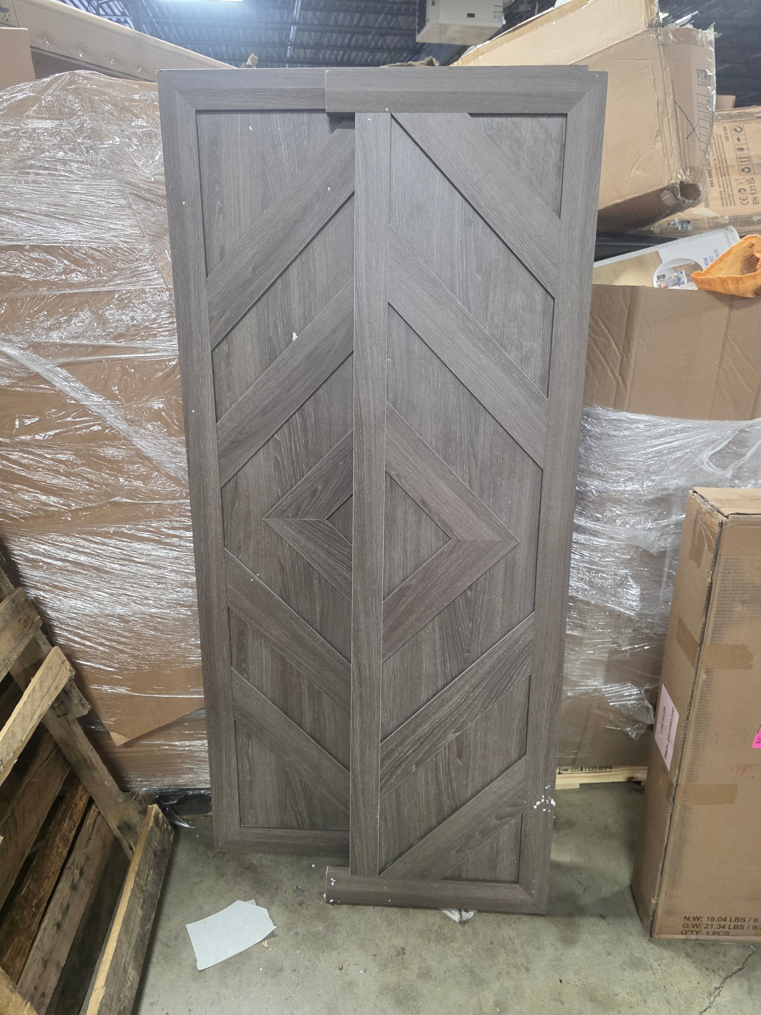 Queen Wood Panel Bed With Chevron Headboard