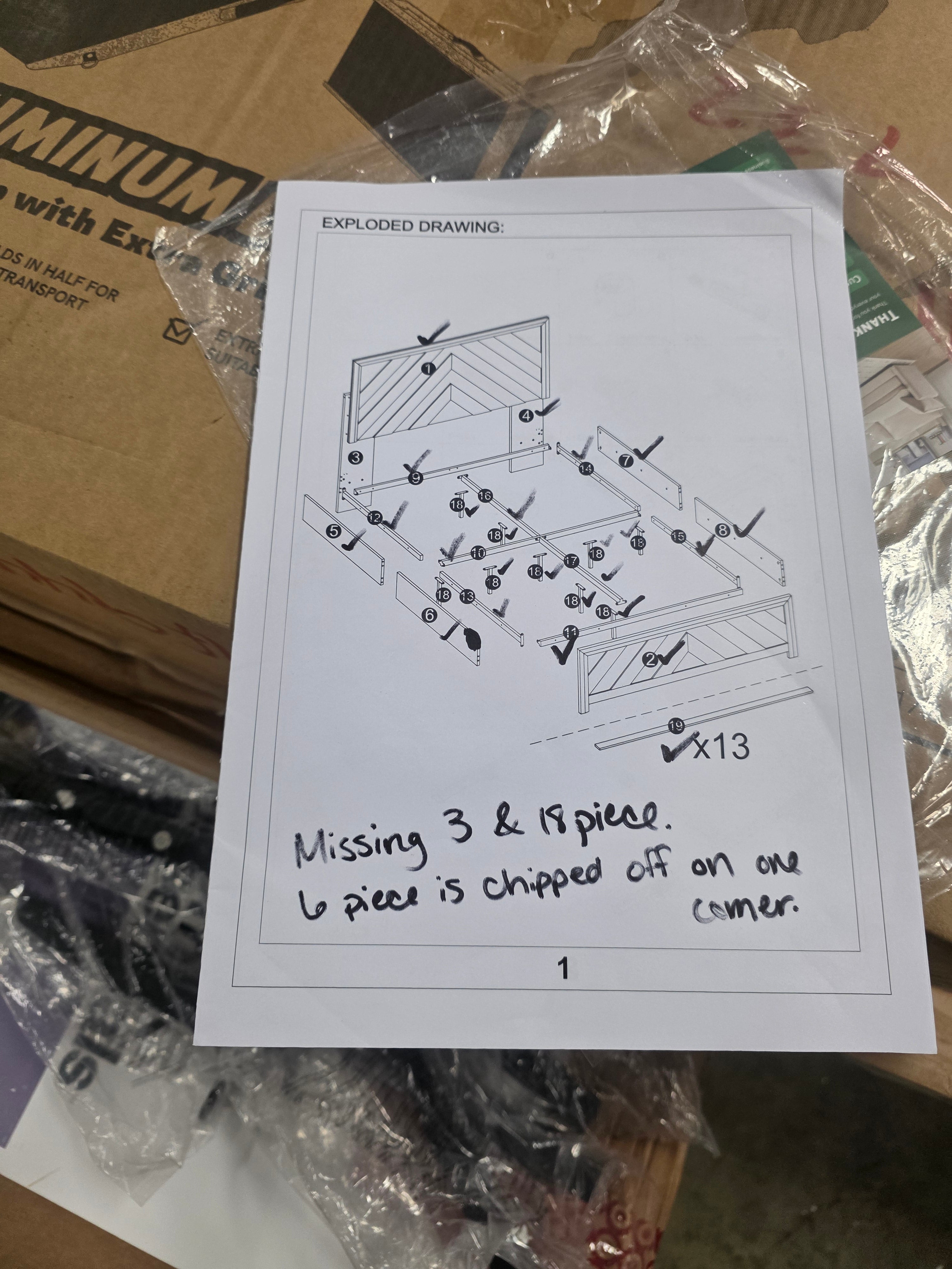 Queen Wood Panel Bed With Chevron Headboard