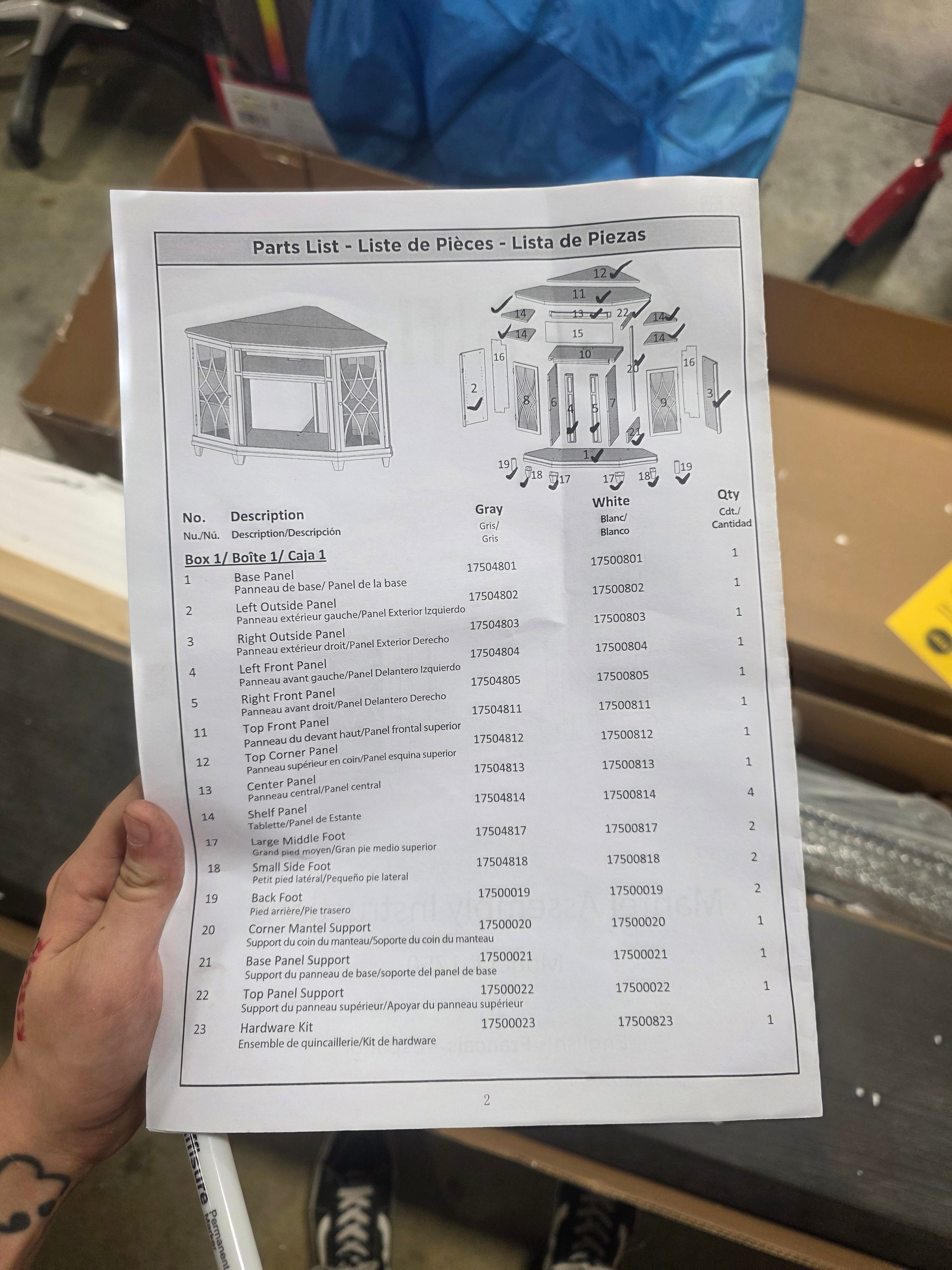 Corner Electric Fireplace in Gray