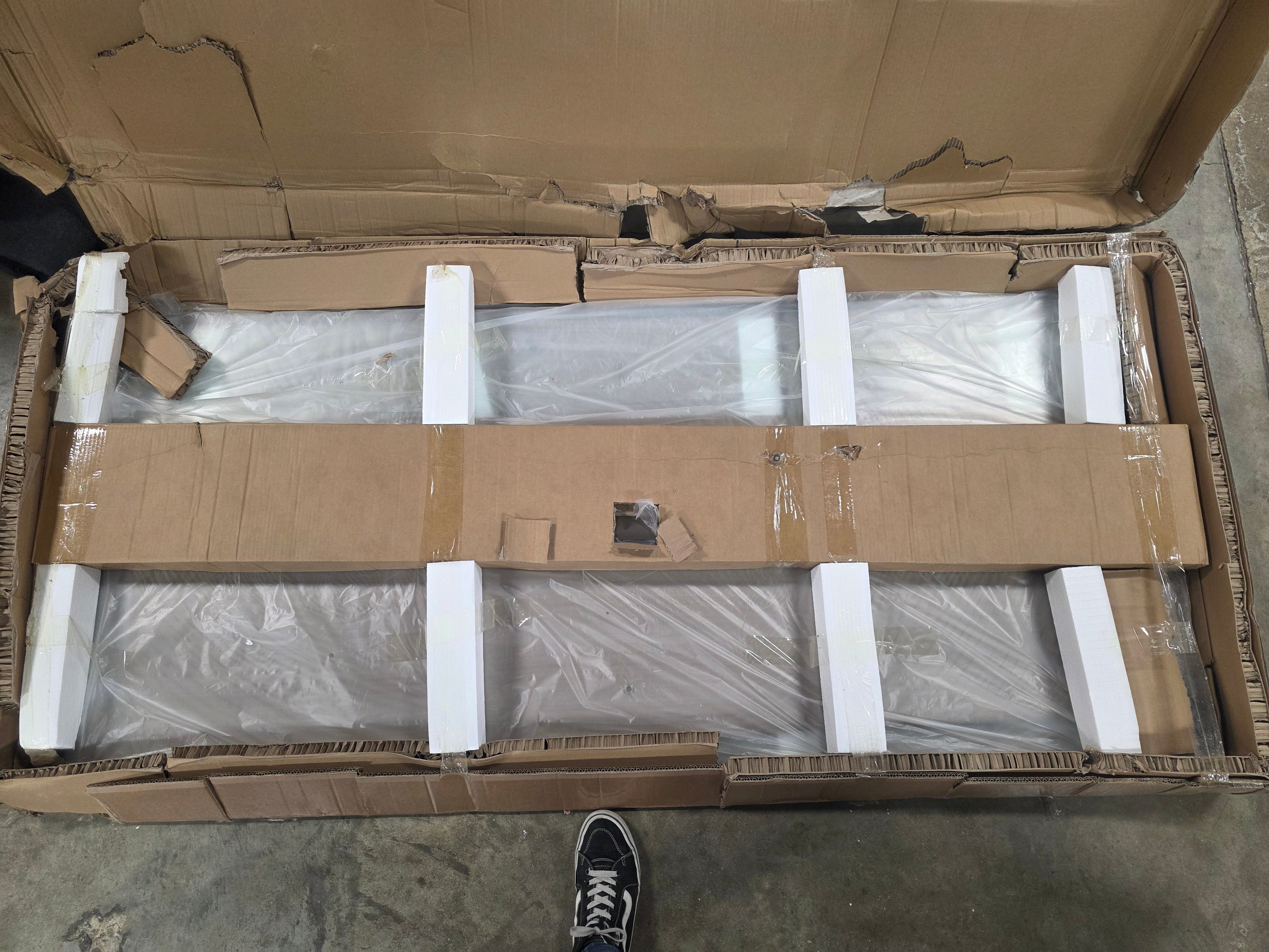 Door Semi-Frameless Shower Door with Two Handles and Clear Glass