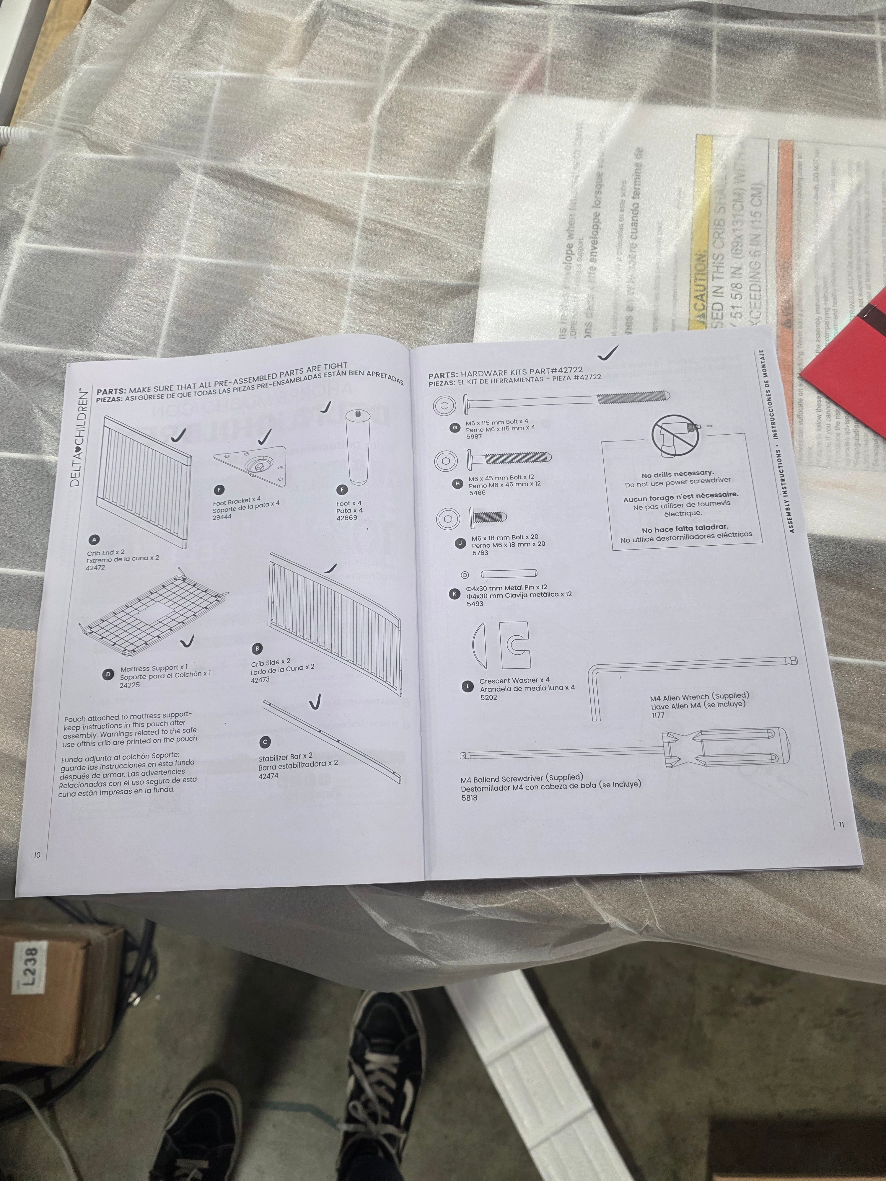 Essex 4-in-1 Convertible Baby Crib, Bianca White/Natural Legs