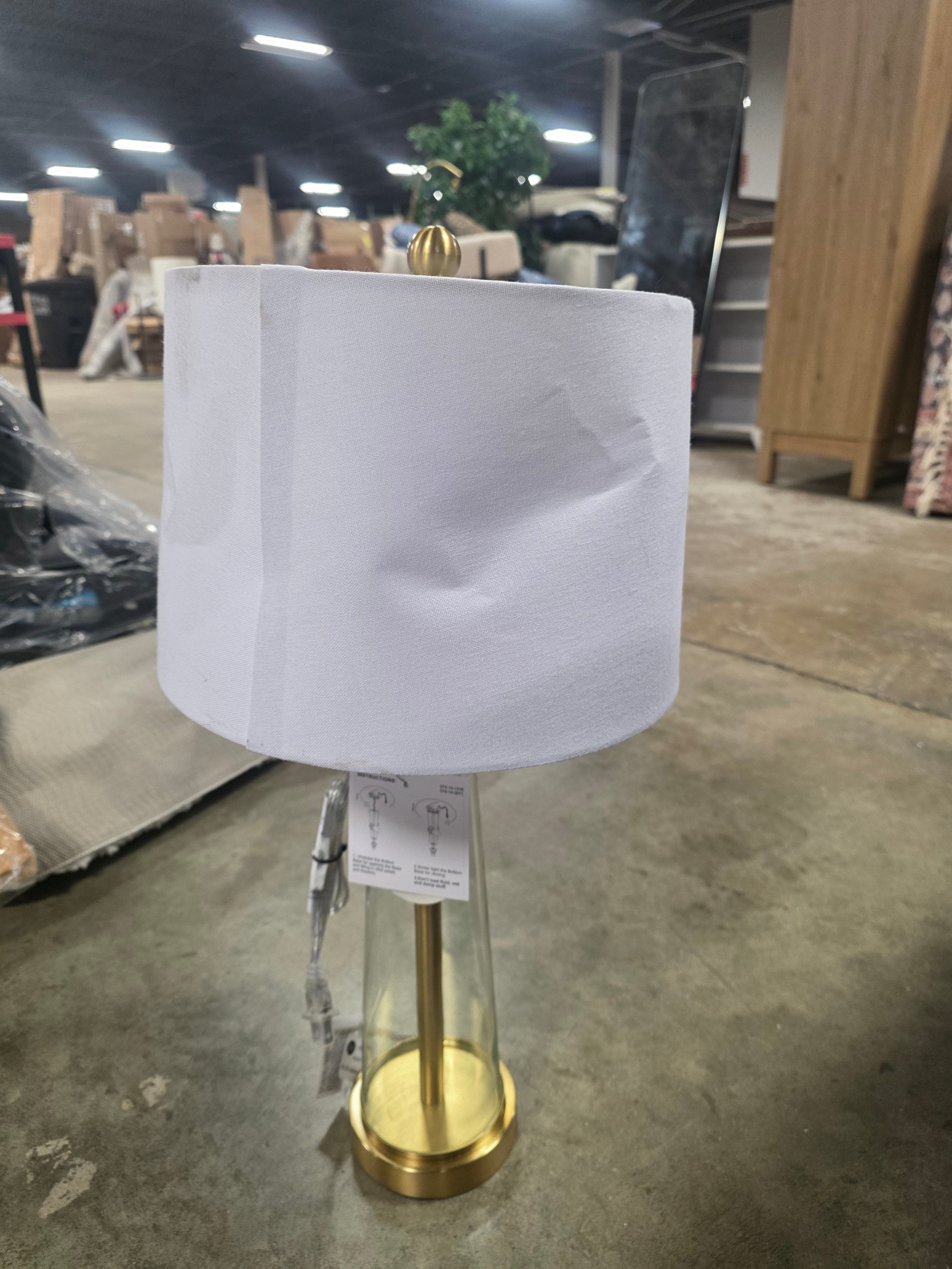 Tapered Fillable Table Lamp with USB Clear