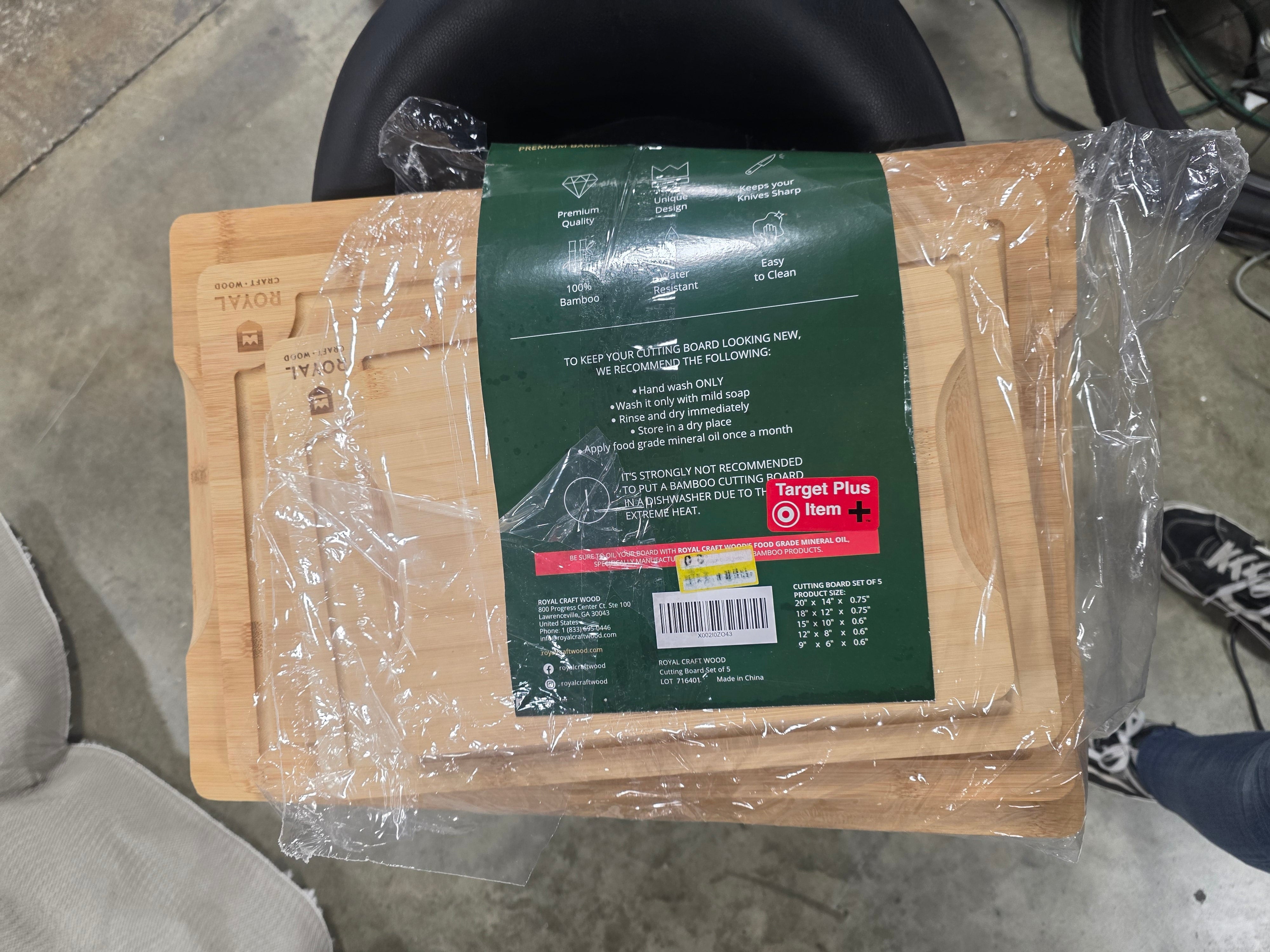 Bamboo Cutting Board Set of 3 with Side Trays