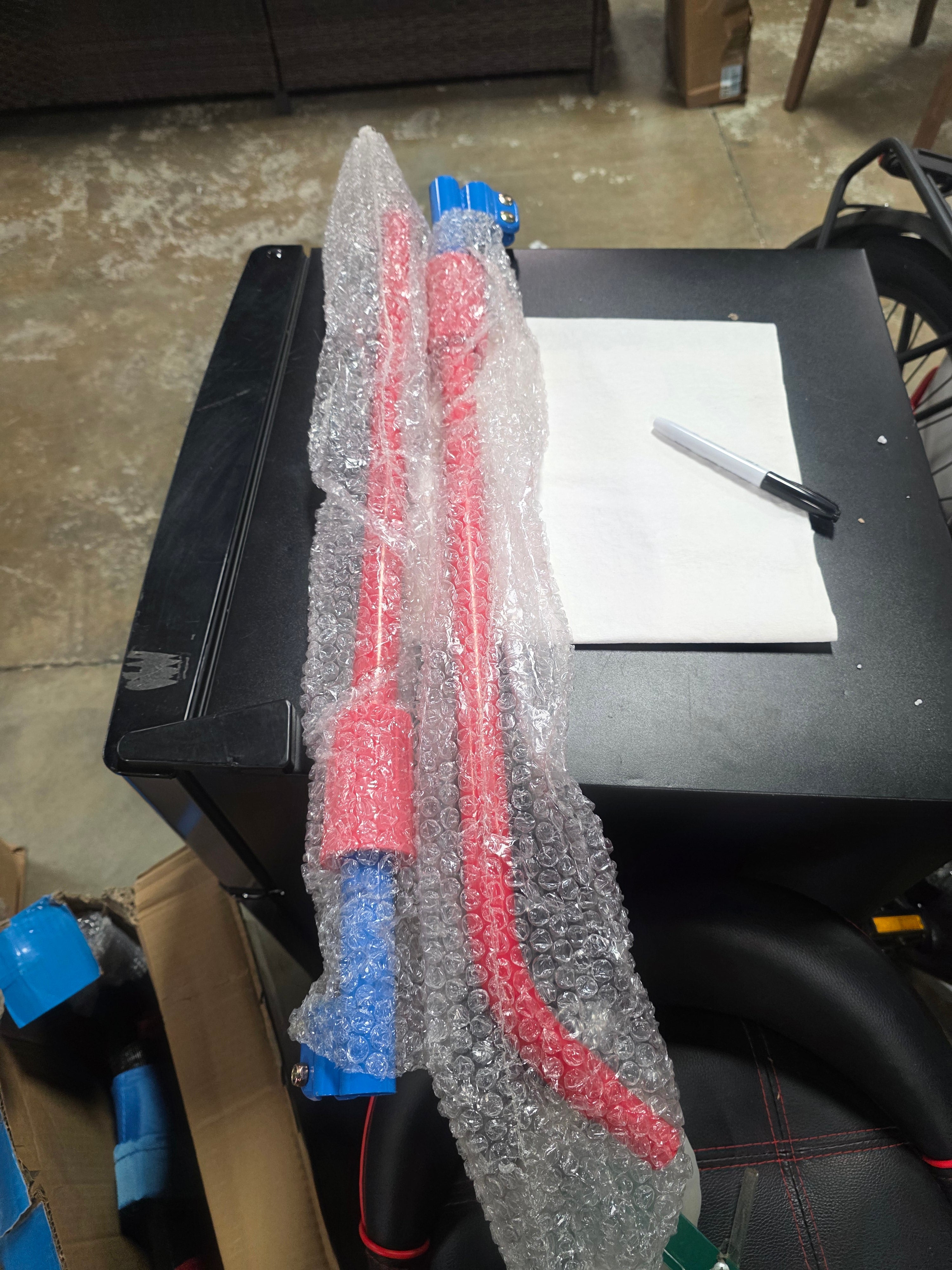 Round Easy Store Folding Trampoline - Blue/Black/Red