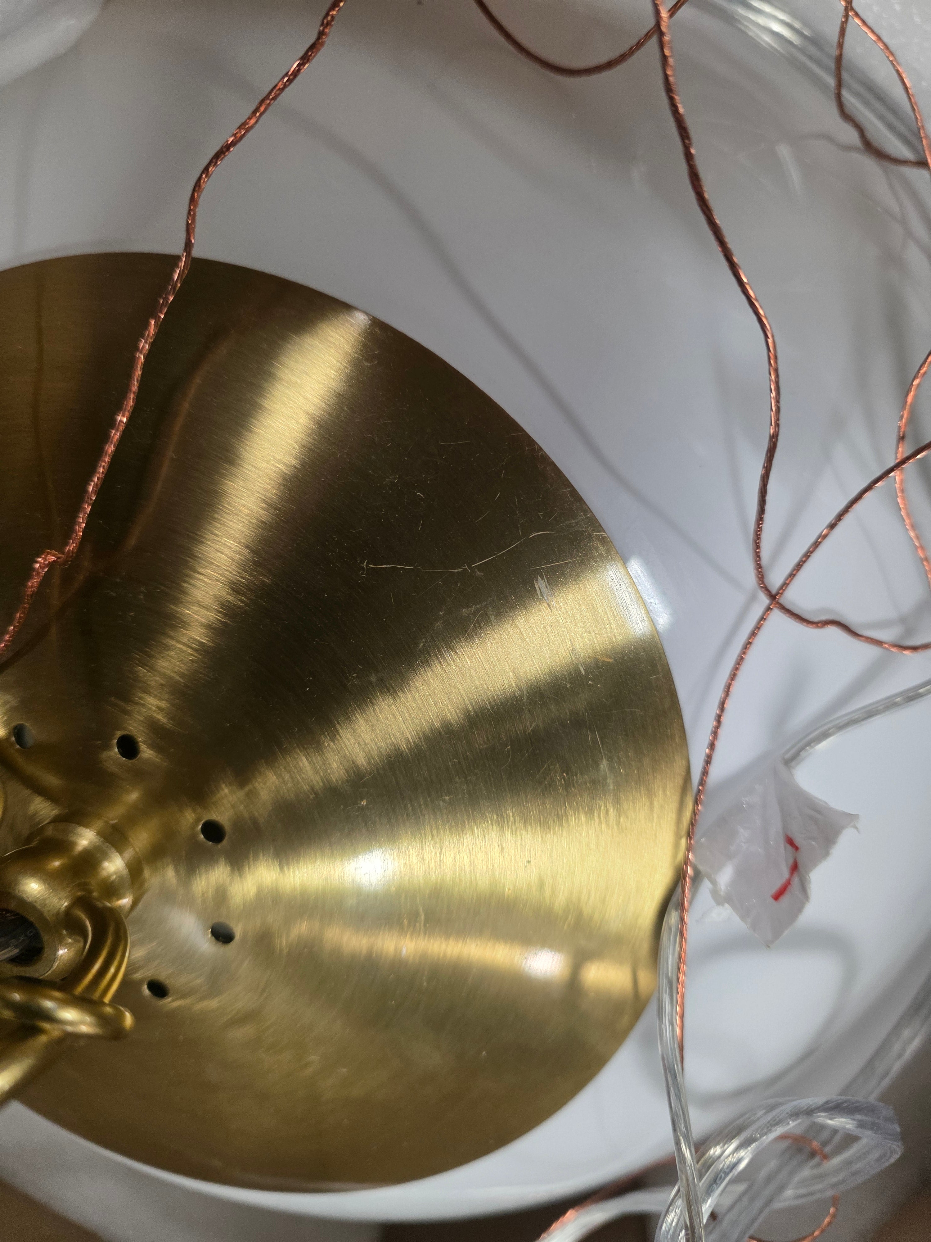 Milk Glass Ceiling Pendant Brass