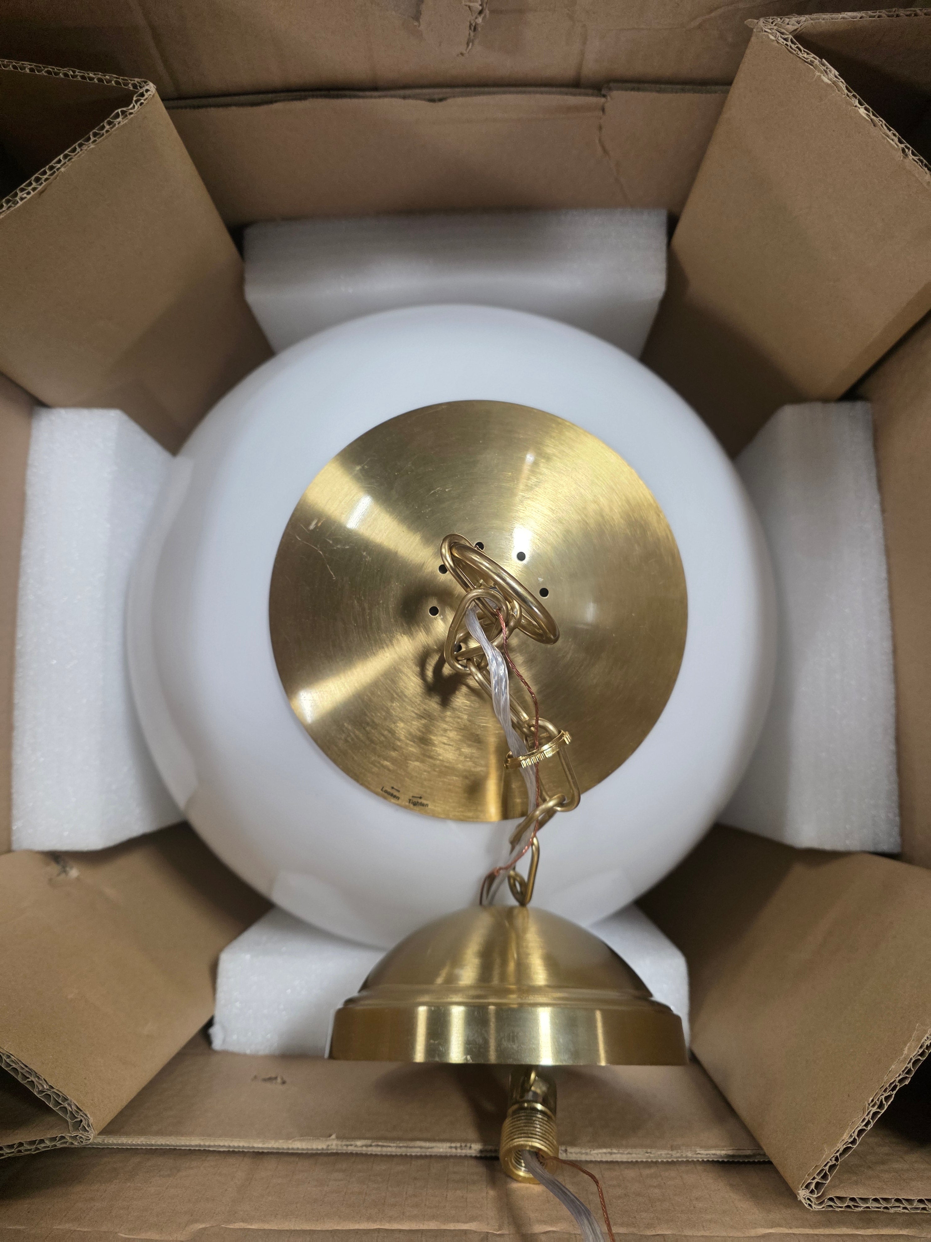 Milk Glass Ceiling Pendant Brass