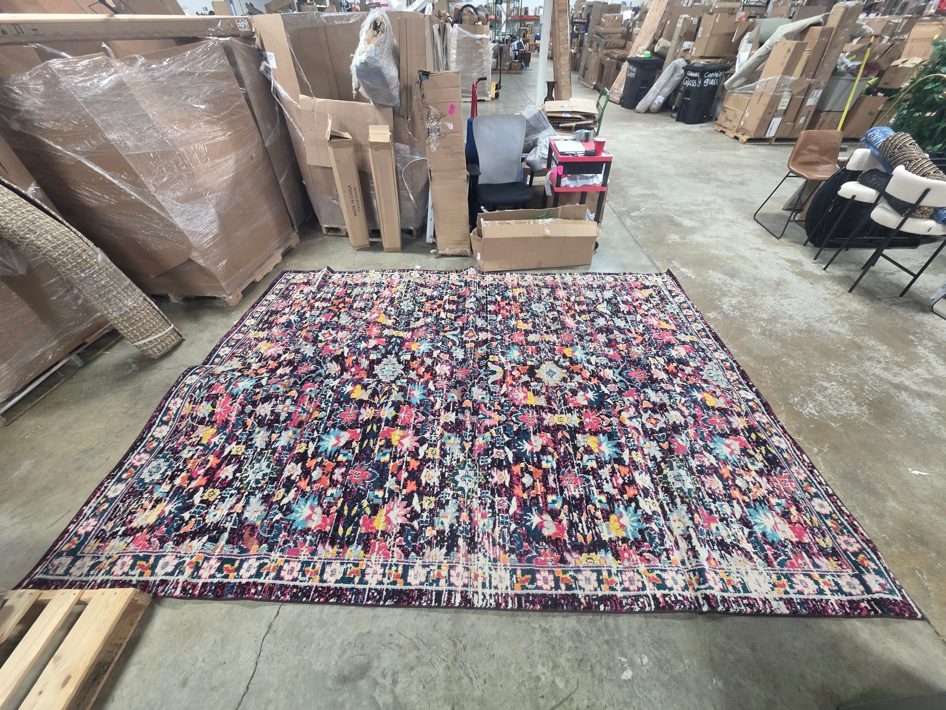 Modern Multi/Purple 8 ft. x 12 ft. Persian Boho Floral Area Rug