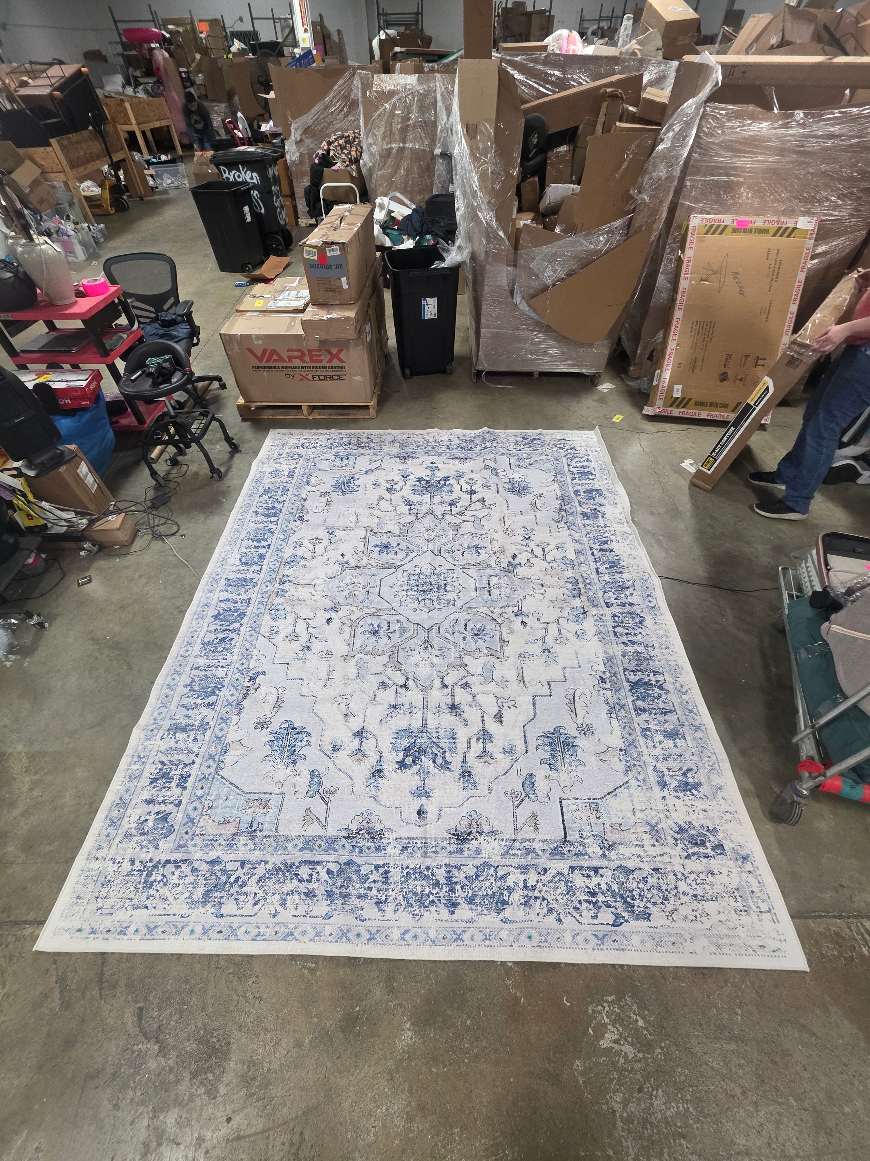 Vintage Carpet Print Distressed Non-Slip 8x10