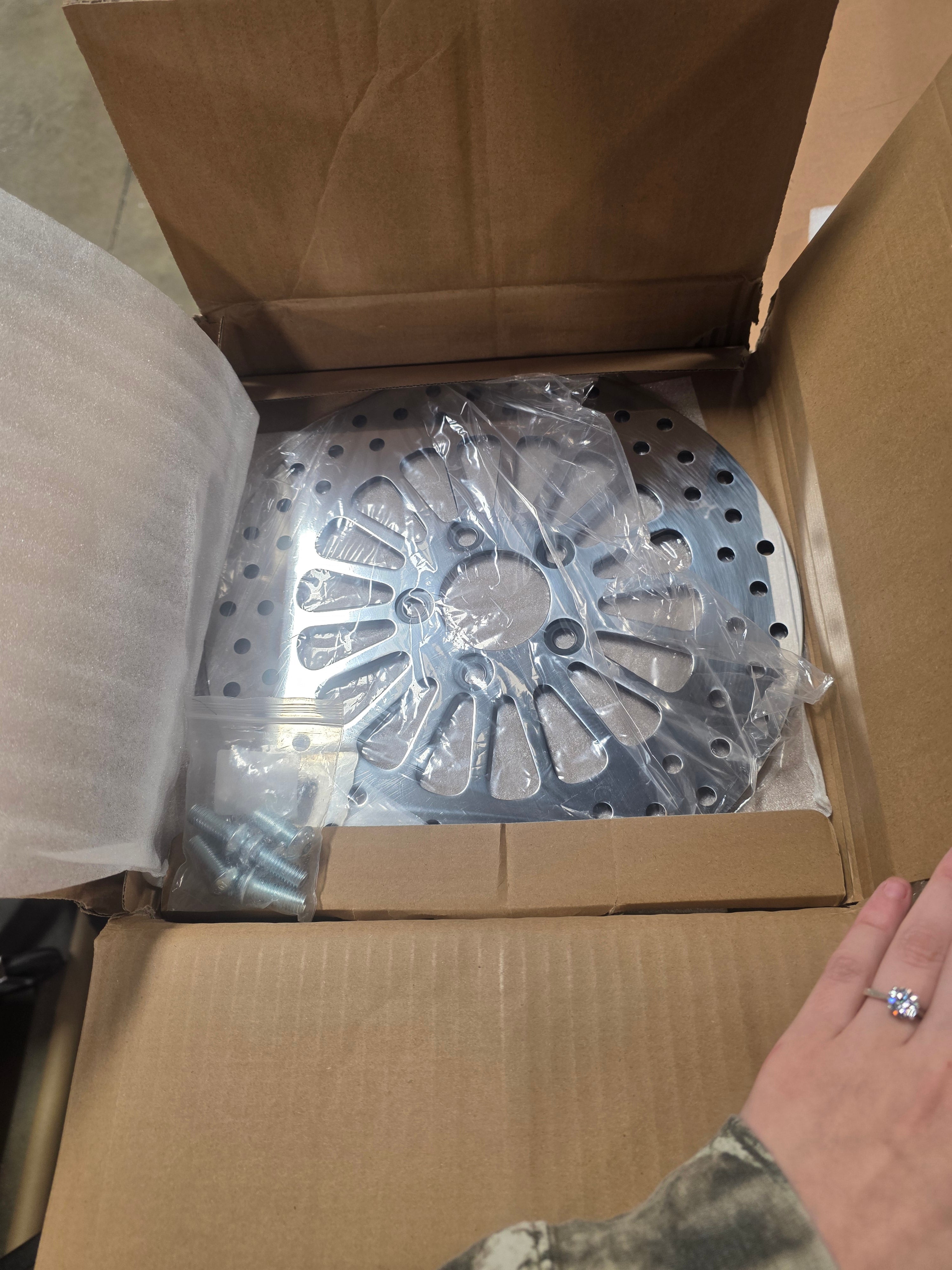 1 Front and 1 Rear Brake Rotor for Harley Road King FLHR 2008-2016/FLHX Street Glide 2008-2013/Road Glide/Electra Glide FLHTCU FLTRX FLHT Polished Stainless Steel Brake Disc Rotor