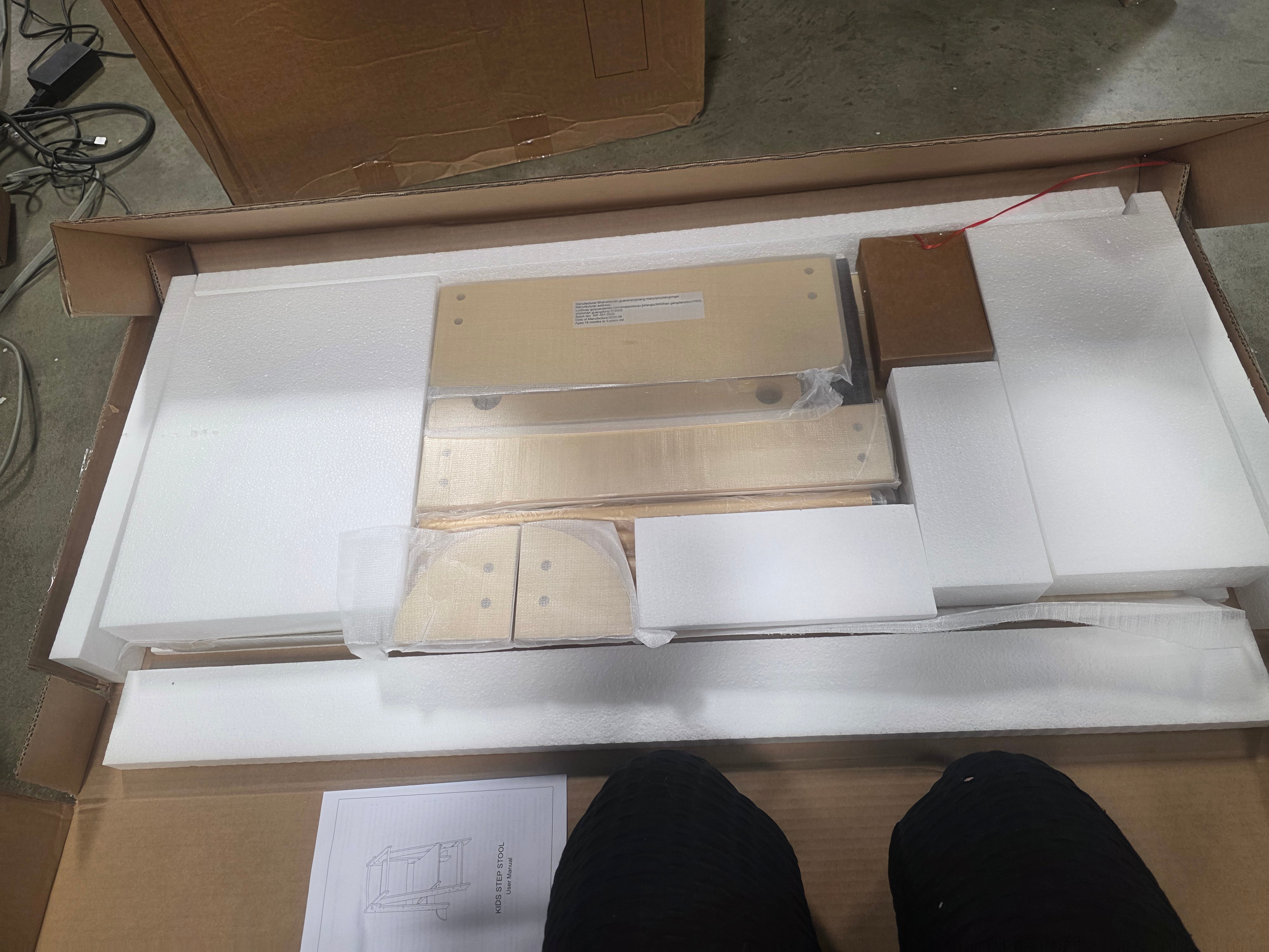 Foldable Toddler Tower Preassembled Kitchen Stool, Natural