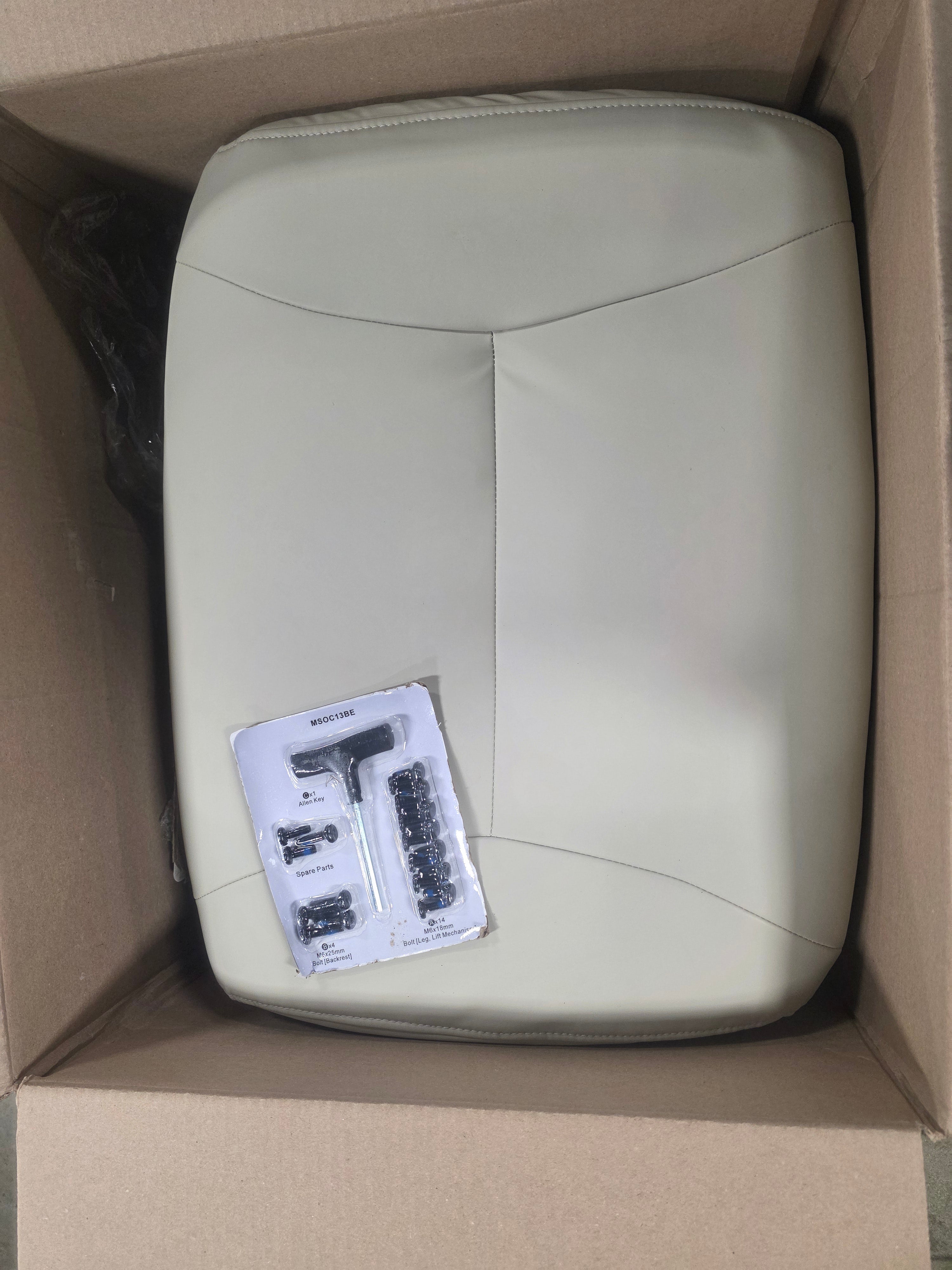 Armless-Office Desk Chair Without Wheels Light Beige