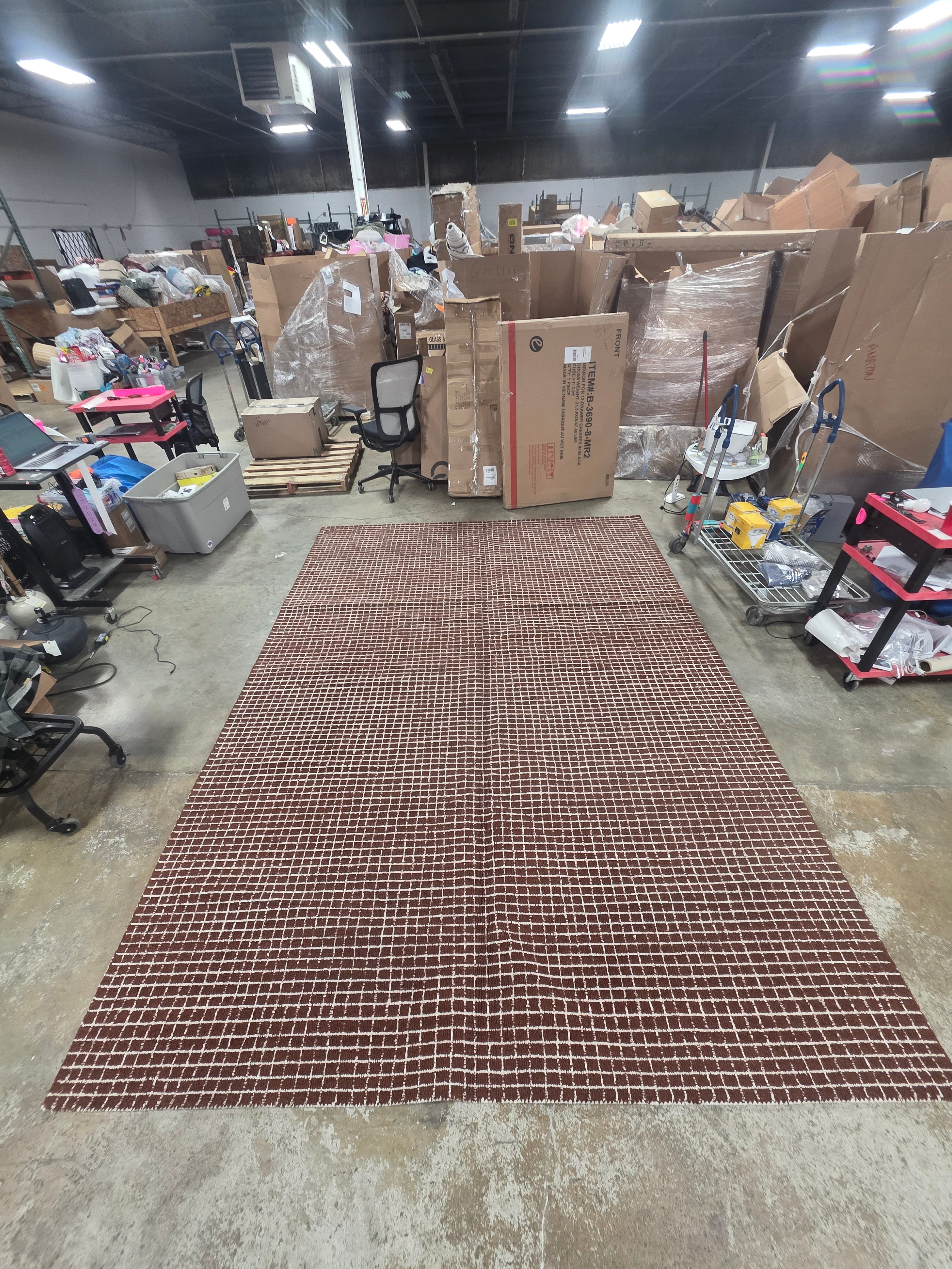 Melrose Checked Wool Area Rug - 8' 6" x 11' 6"