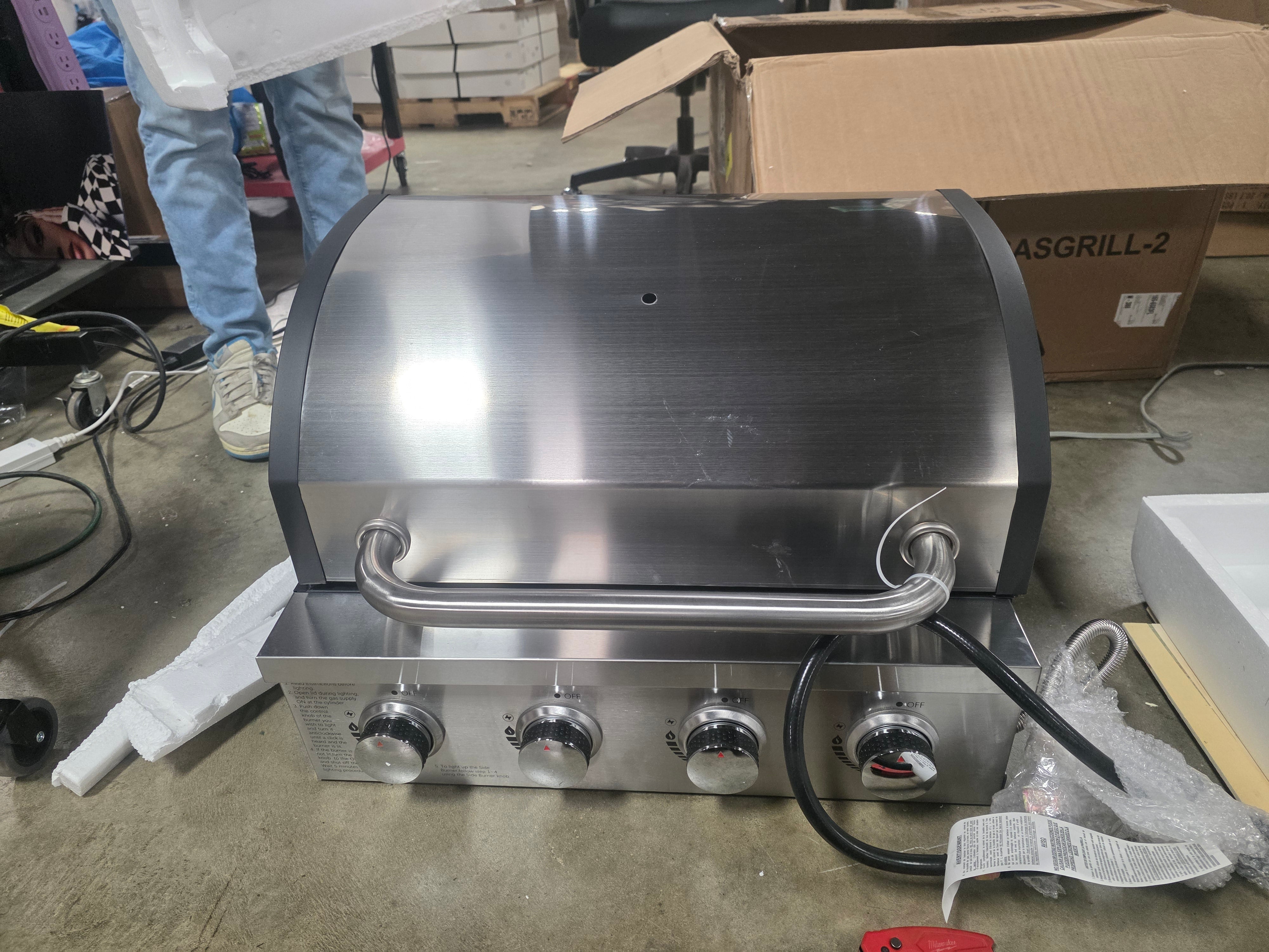 4-Burner Propane Gas Grill with 1 Side Burner and Cover