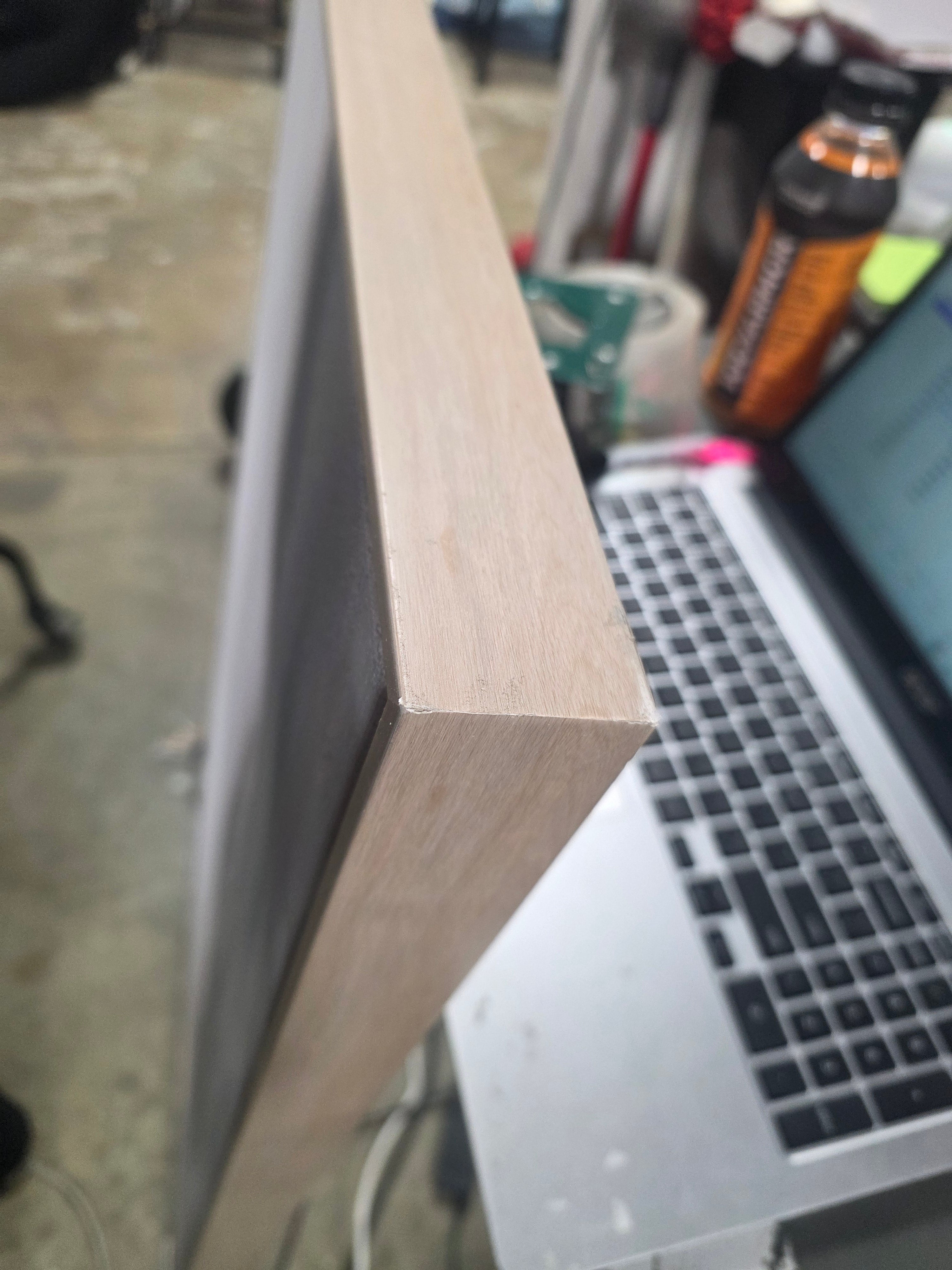 Haze Framed Wall Canvas - Modern Abstract Digital Art, Beige Frame