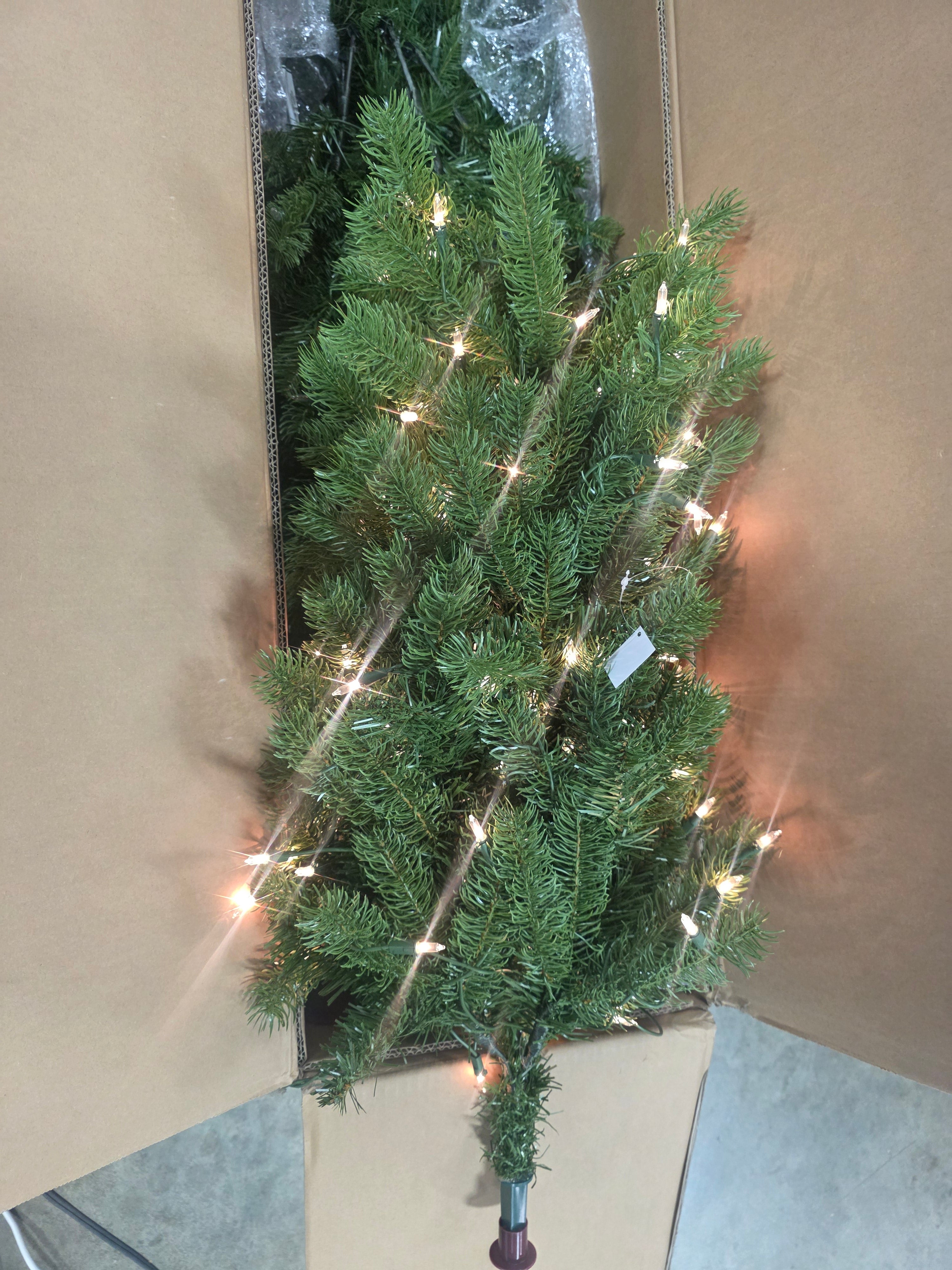 Pre-Lit Downswept Douglas Fir Pencil Slim Tree with Clear Lights