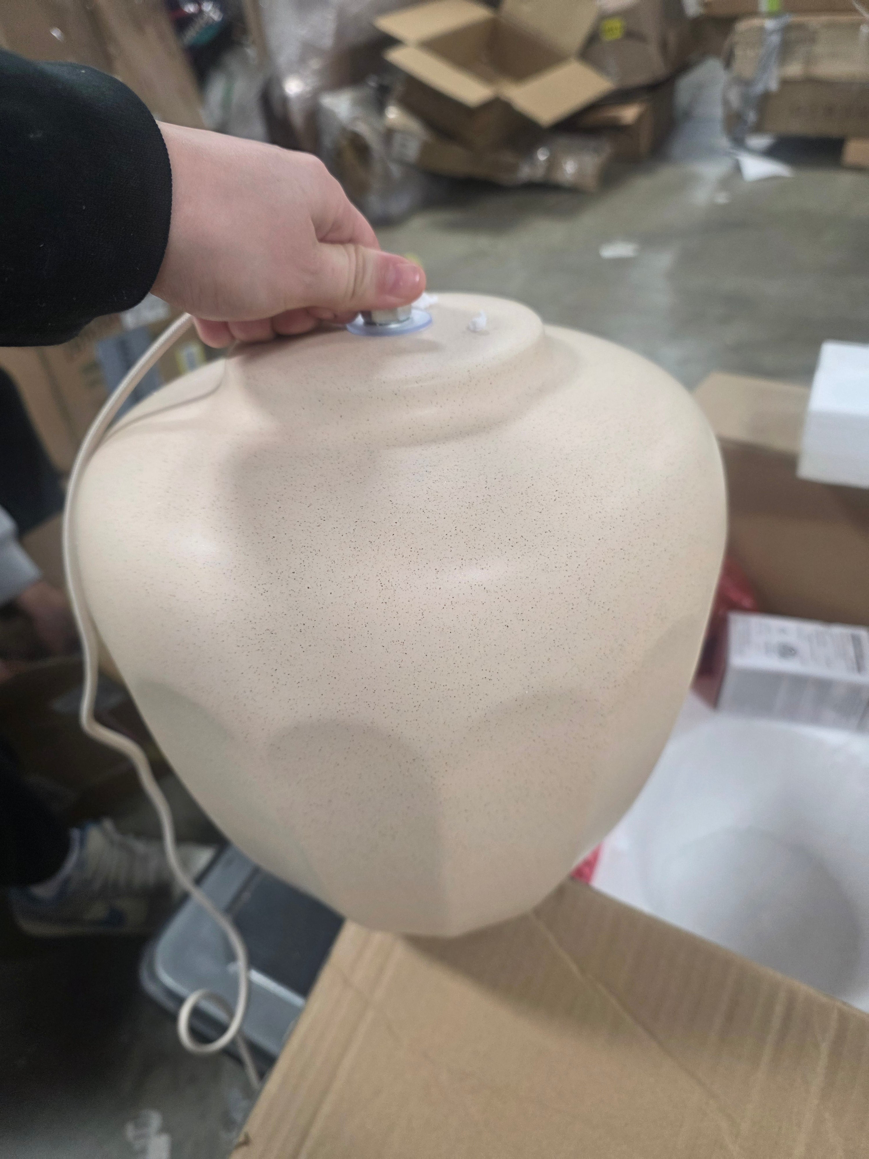 Faceted Ceramic Table Lamp Taupe/Cream