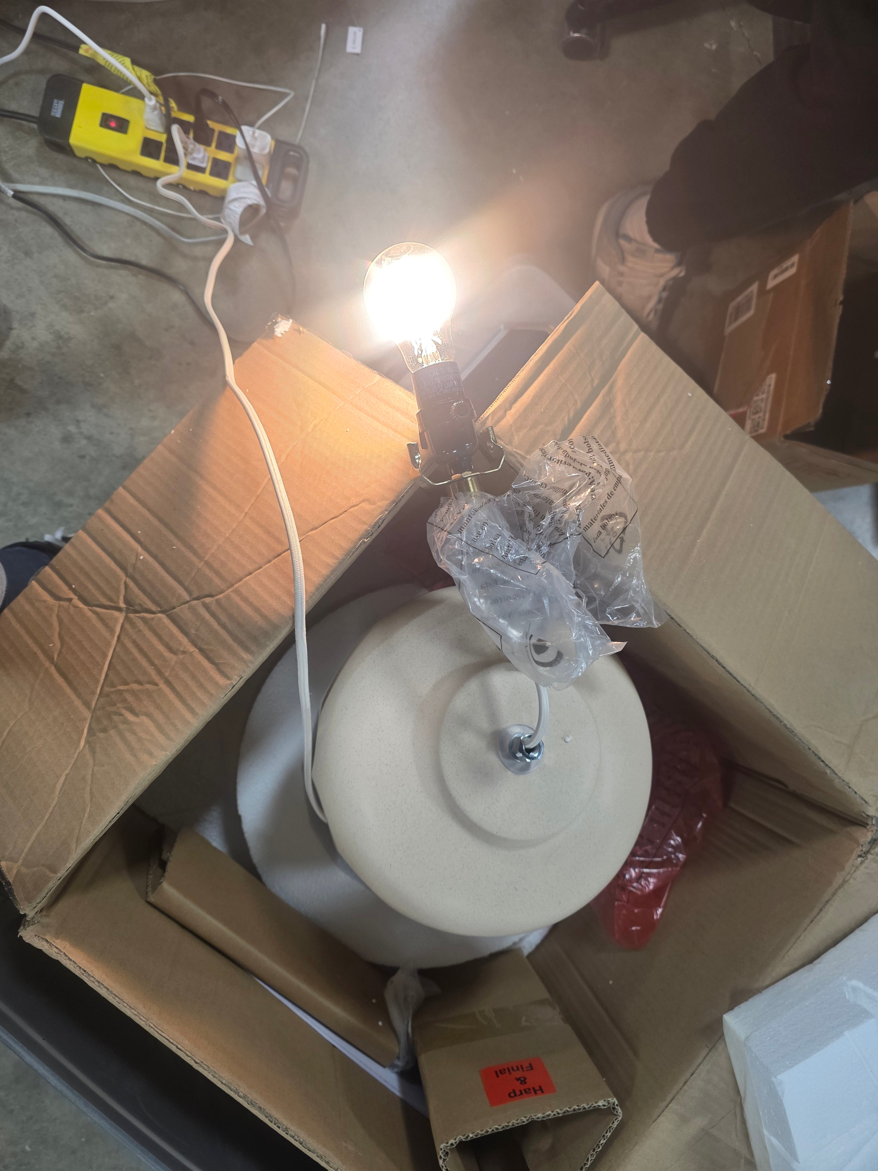 Faceted Ceramic Table Lamp Taupe/Cream