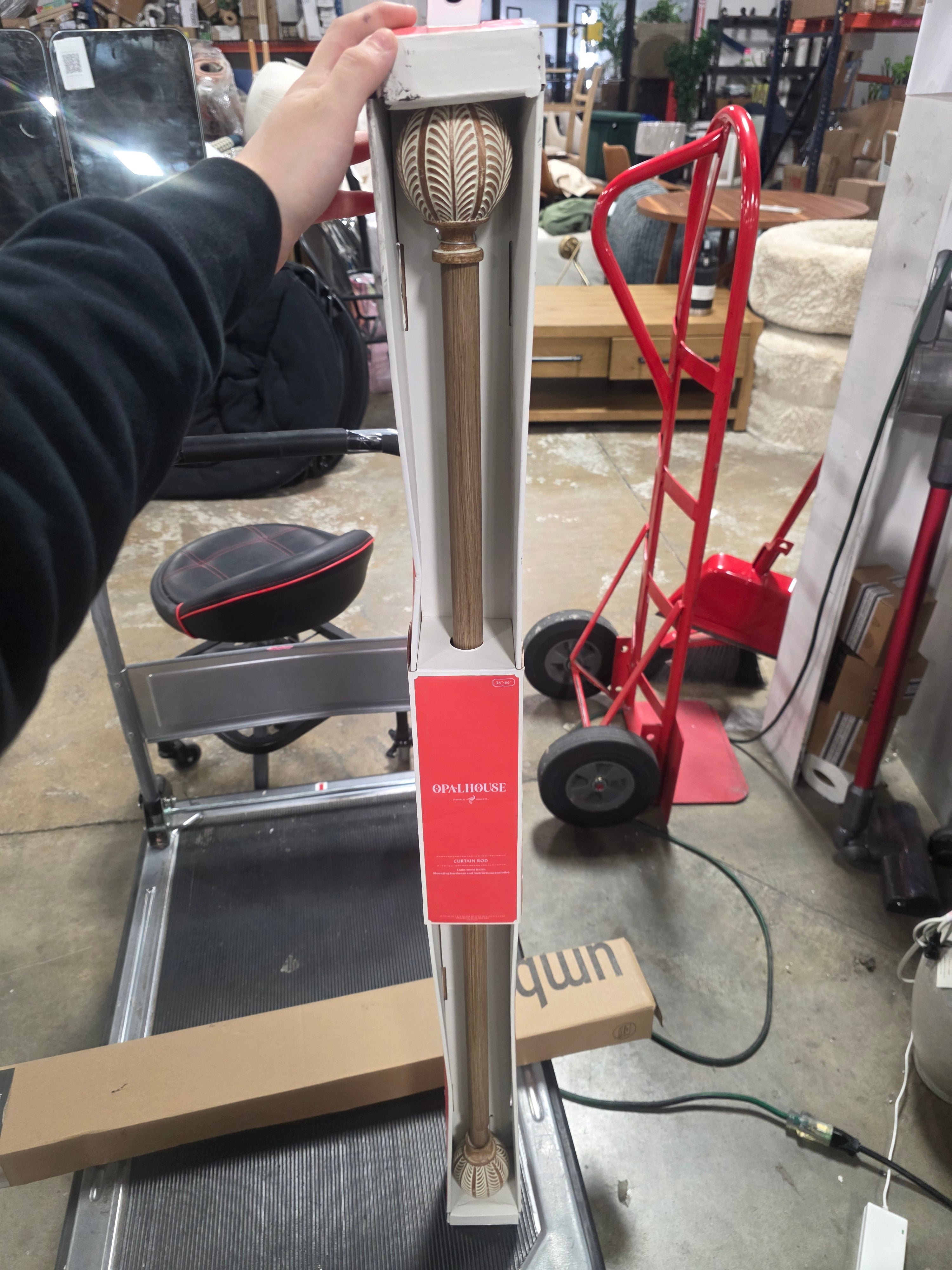 Carved Light Woodtone Ball Curtain Rod Natural