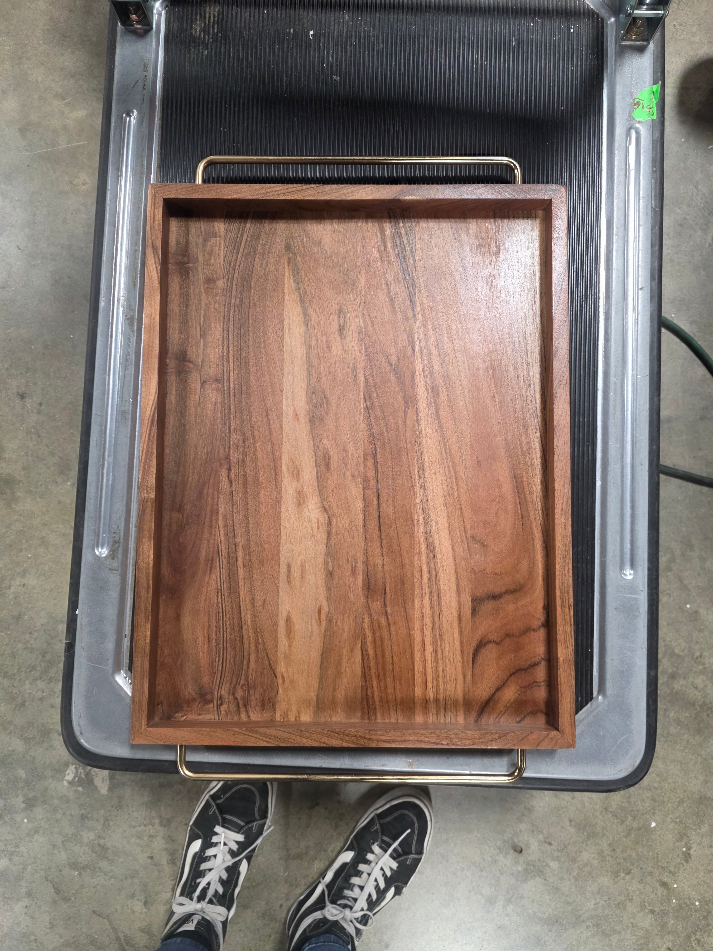 Wooden Tray with Brass Wire Handles