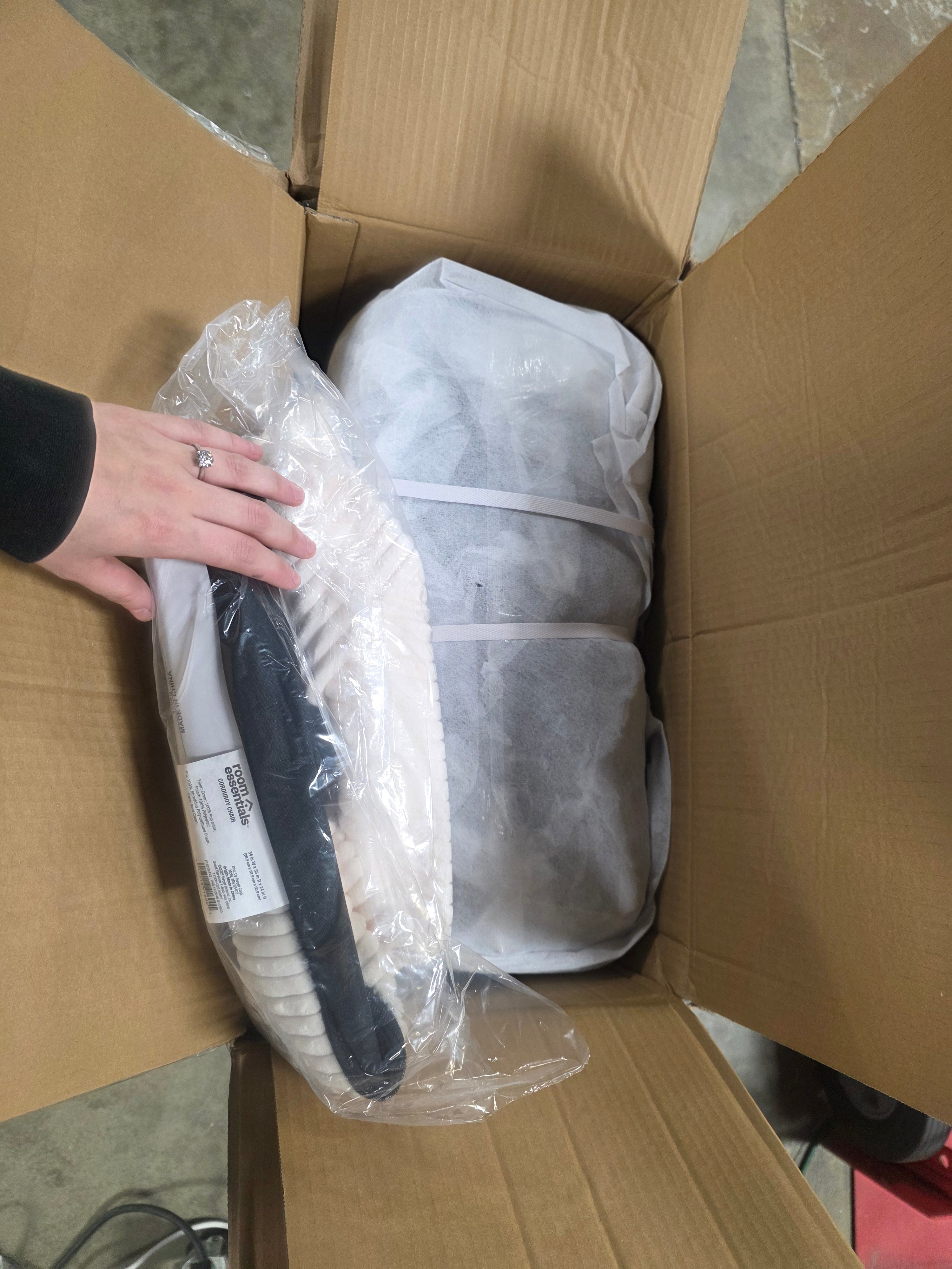 Memory Foam Filled Bean Bag Chair with Corduroy Cover Cream, final cut