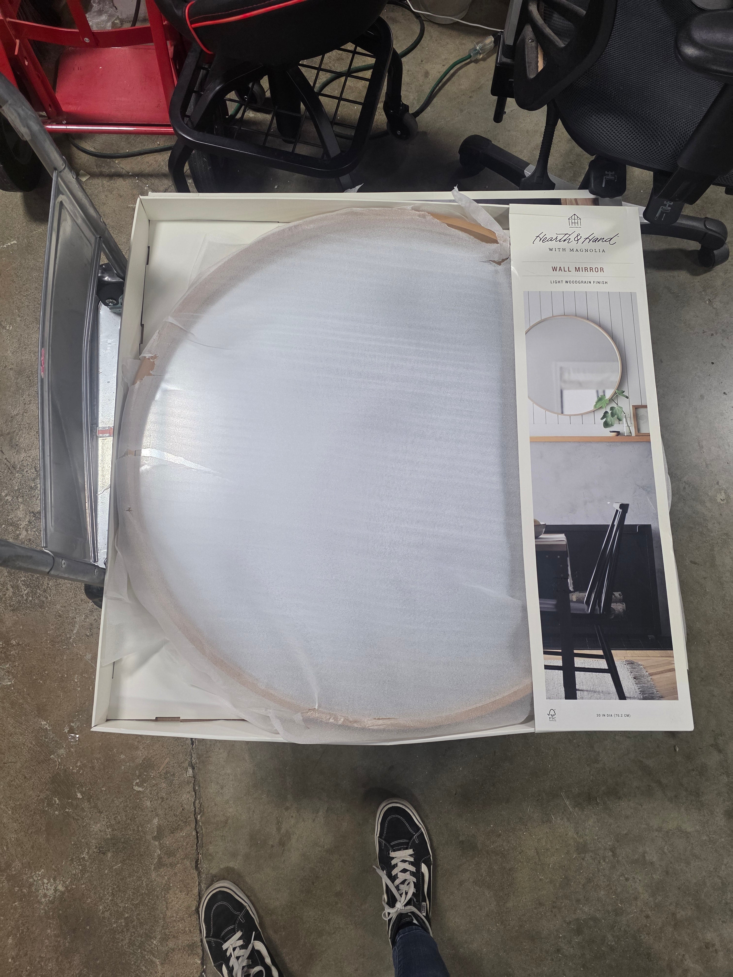 Round Wood Framed Wall Mirror, final cut