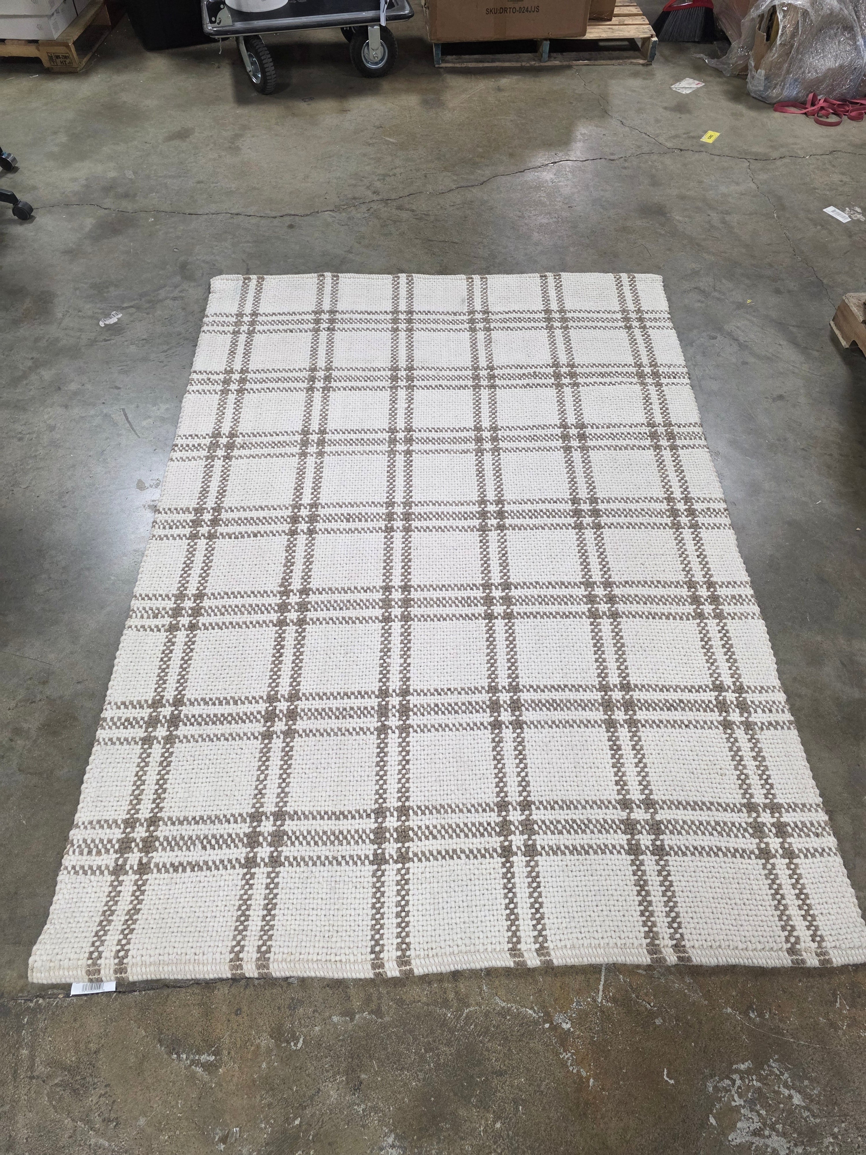 Cottonwood Handwoven Plaid Wool/Cotton Area Rug 5'x7'
