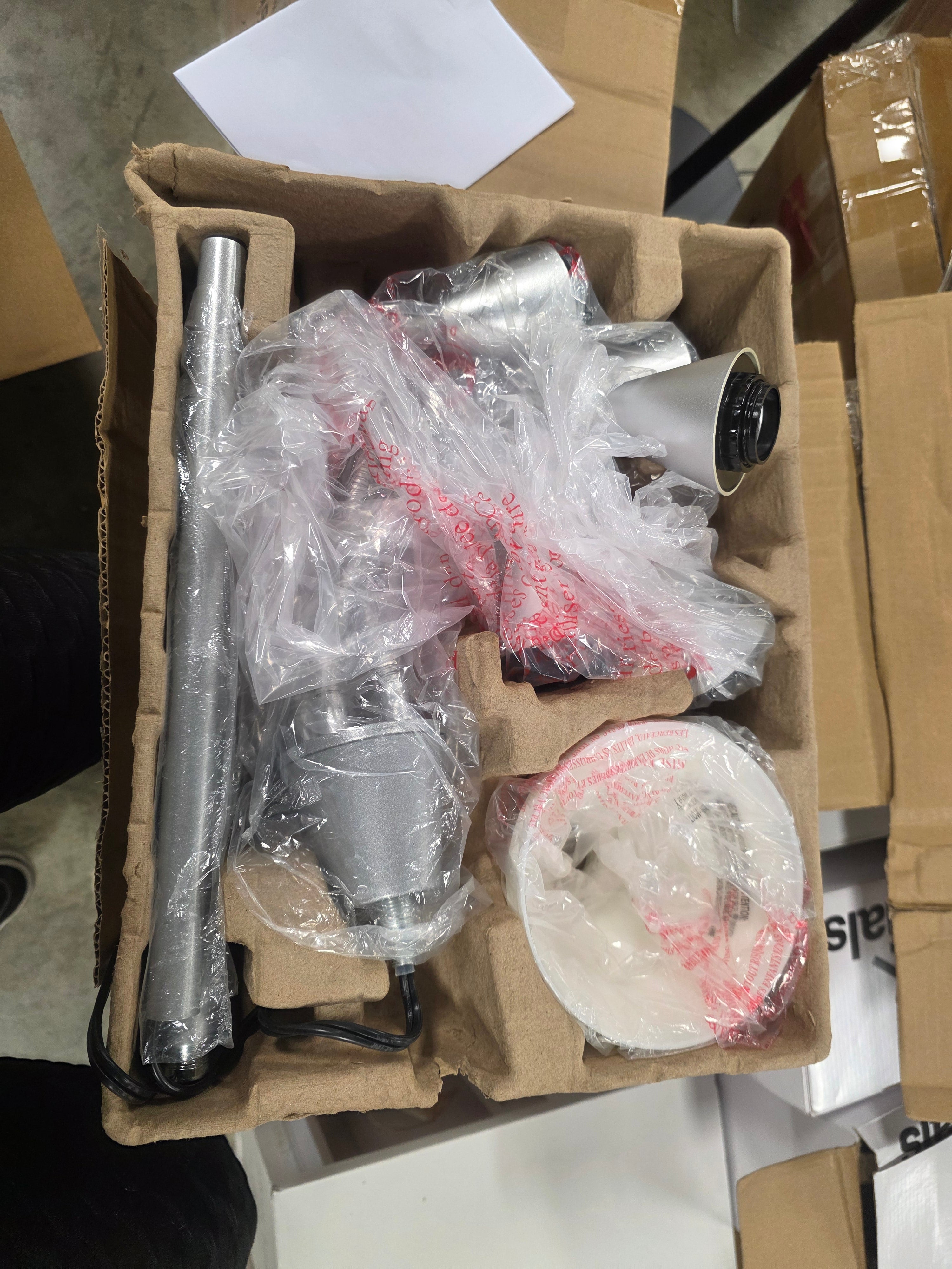 5 Head Floor Lamp White Silver Finish