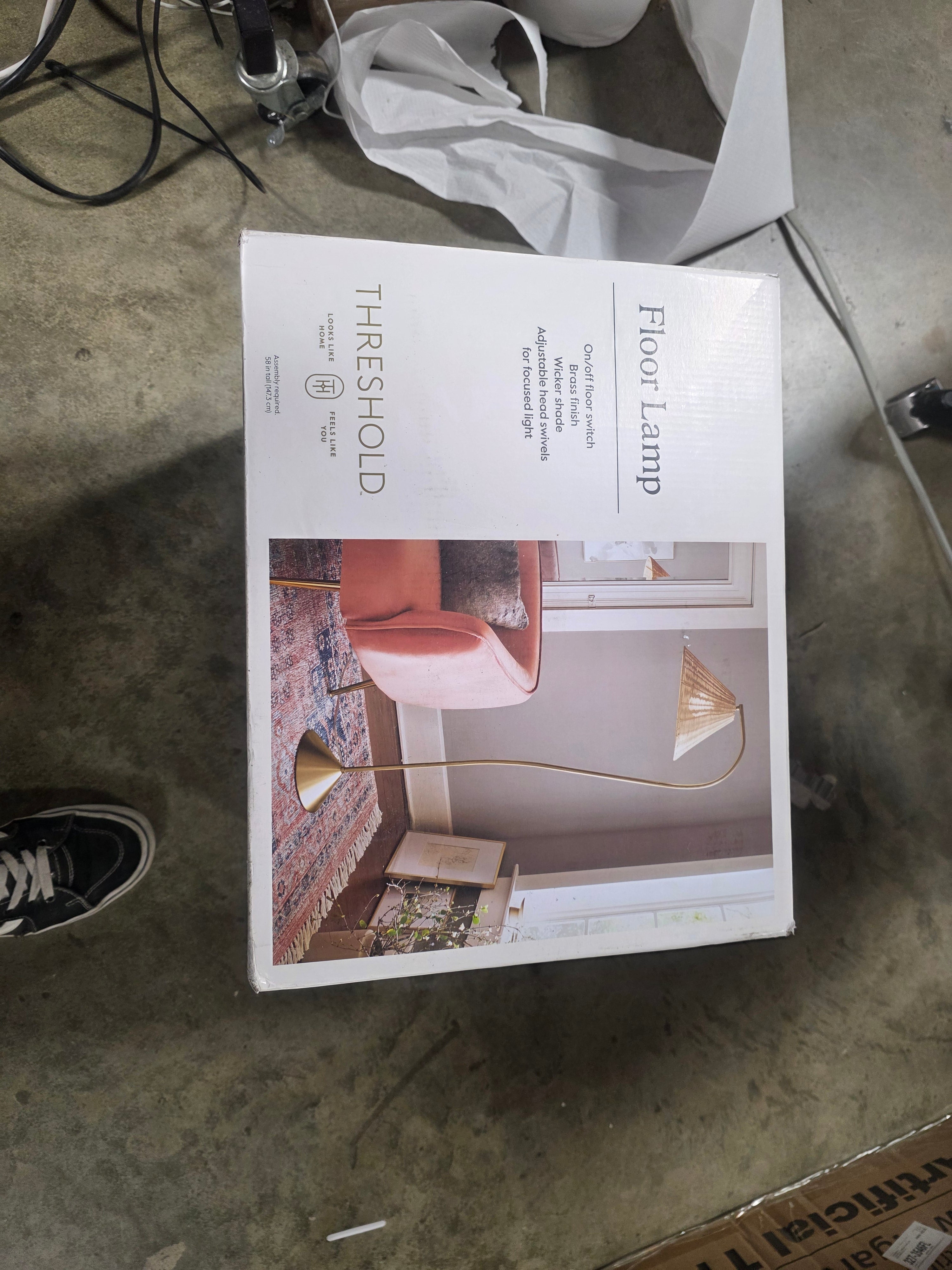 Gooseneck Floor Lamp with Natural Shade