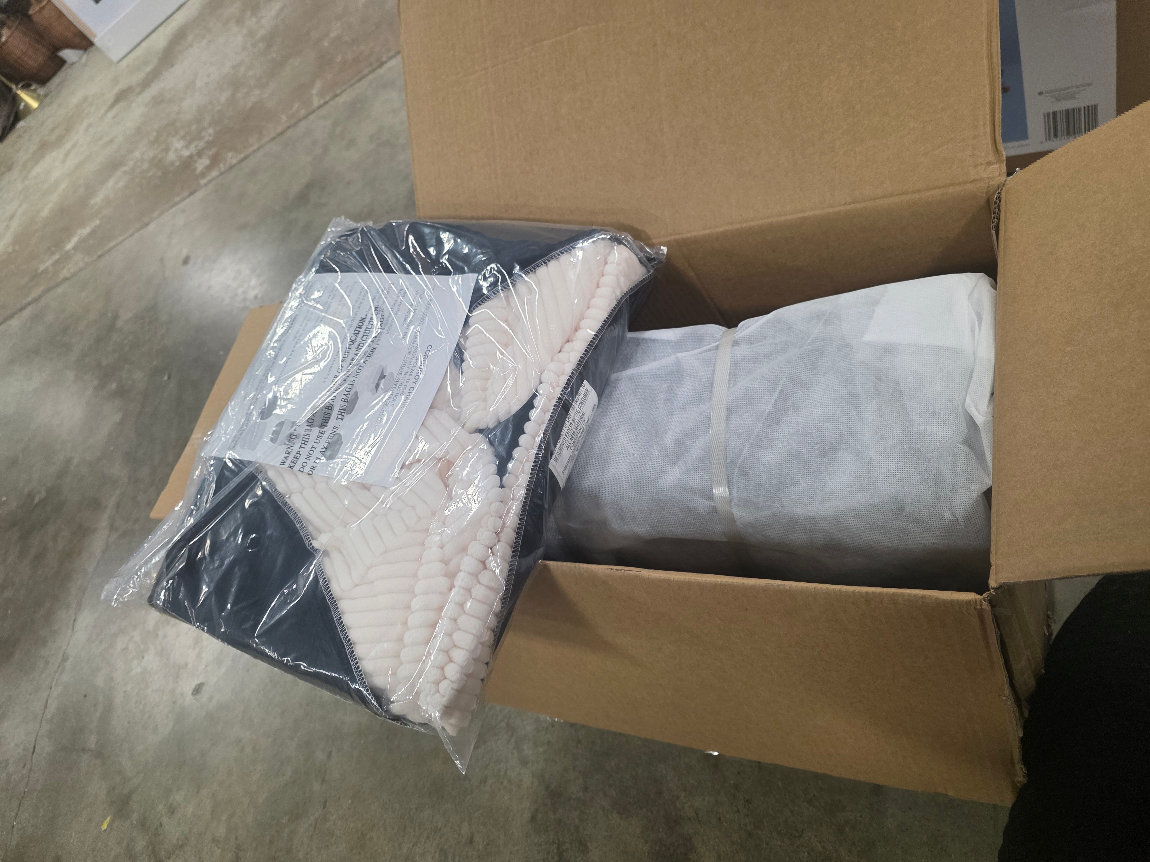 Memory Foam Filled Bean Bag Chair with Corduroy Cover Cream, final cut