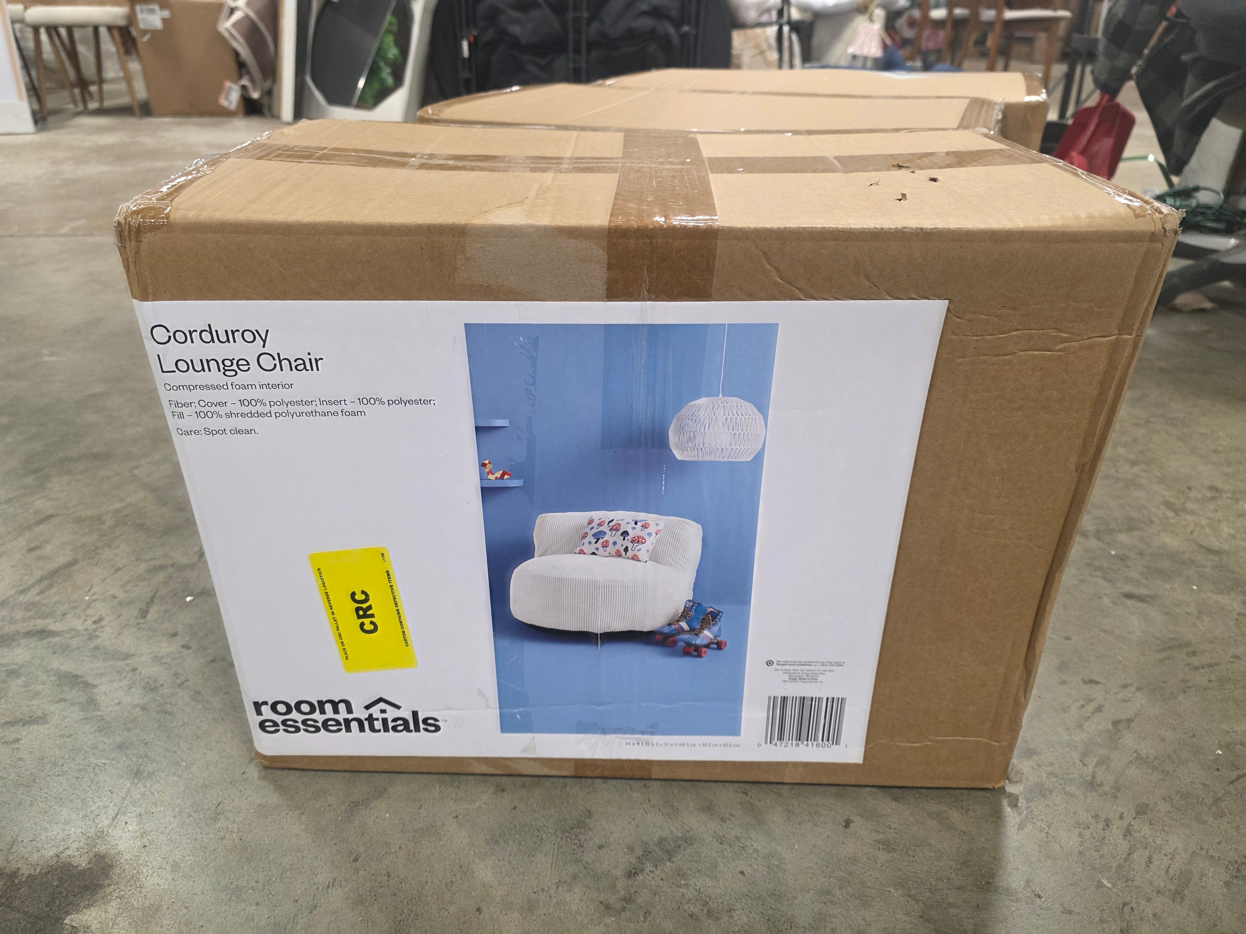 Memory Foam Filled Bean Bag Chair with Corduroy Cover Cream, final cut