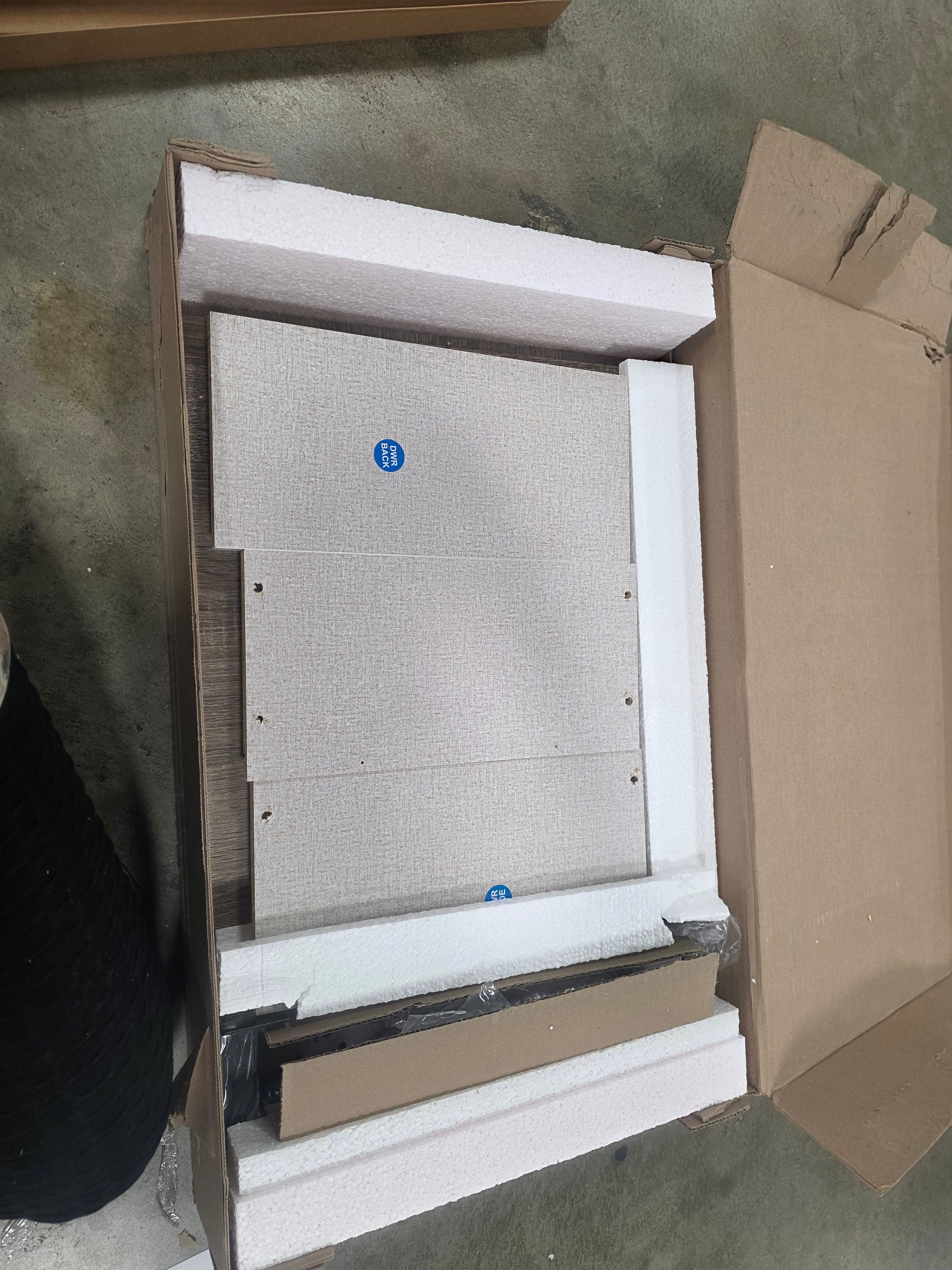 Mixed Material Nightstand Gray