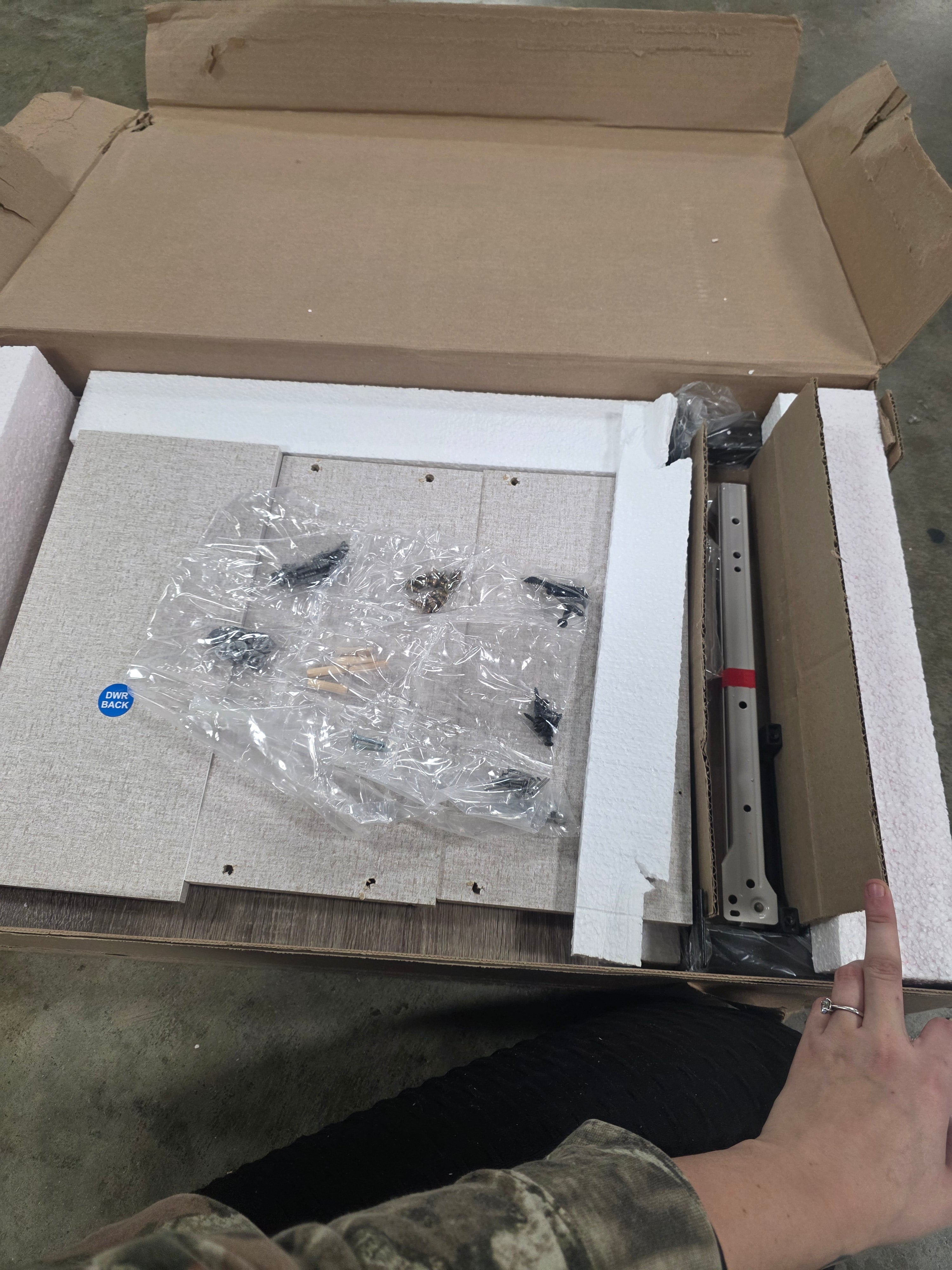 Mixed Material Nightstand Gray