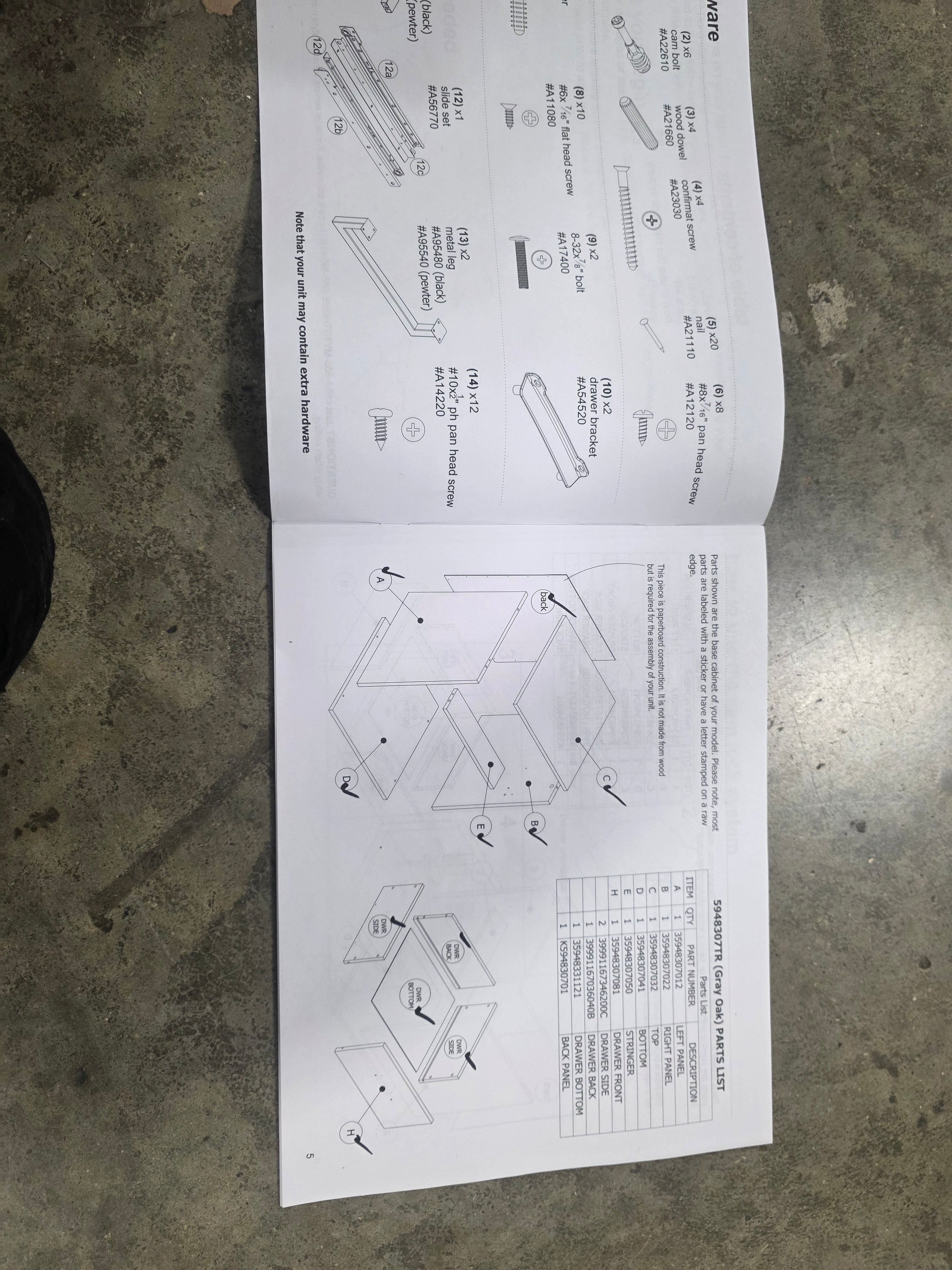 Mixed Material Nightstand Gray