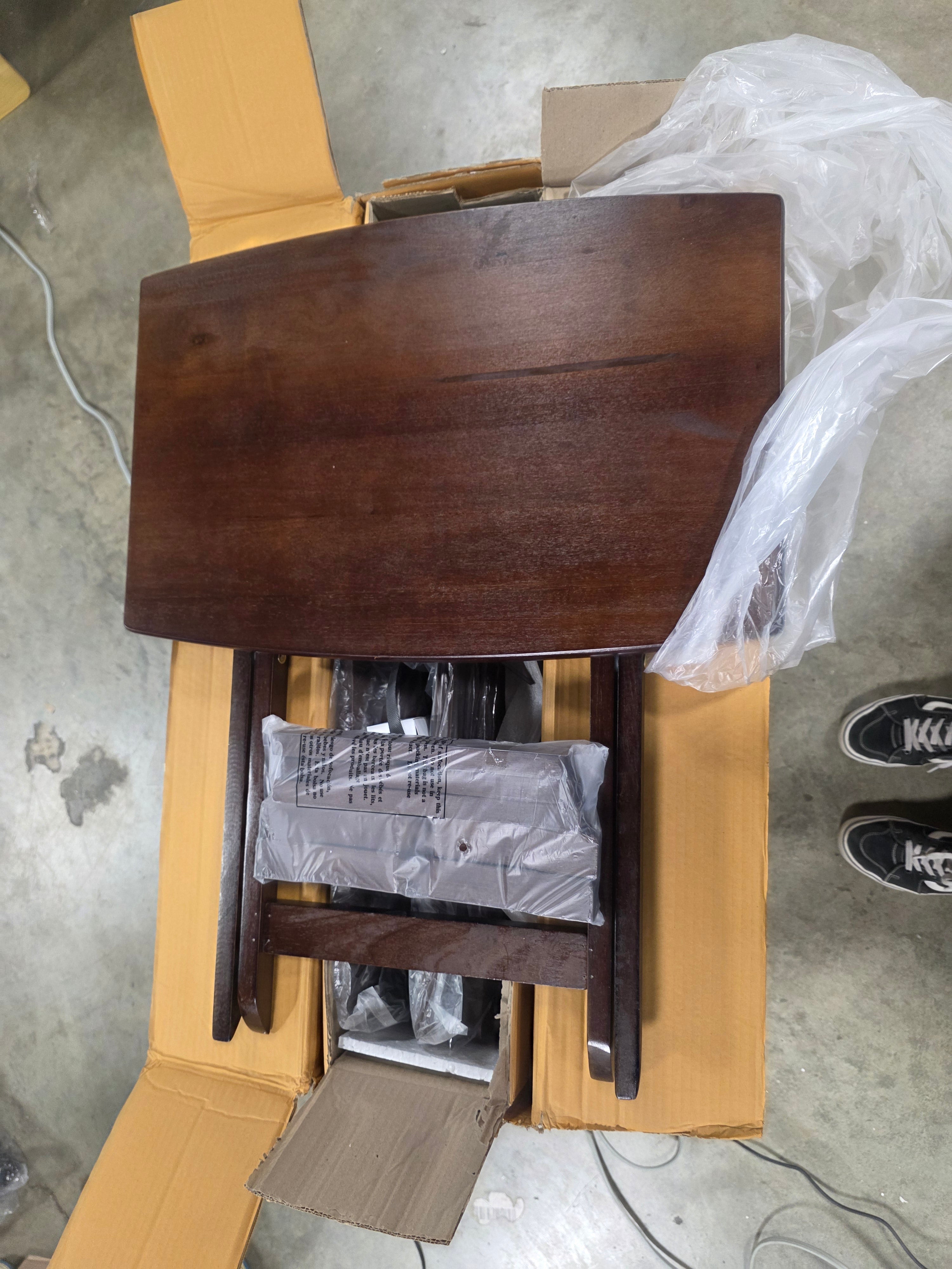 5pc Darryl Oversize Snack Table Set Antique Walnut, Set of 4