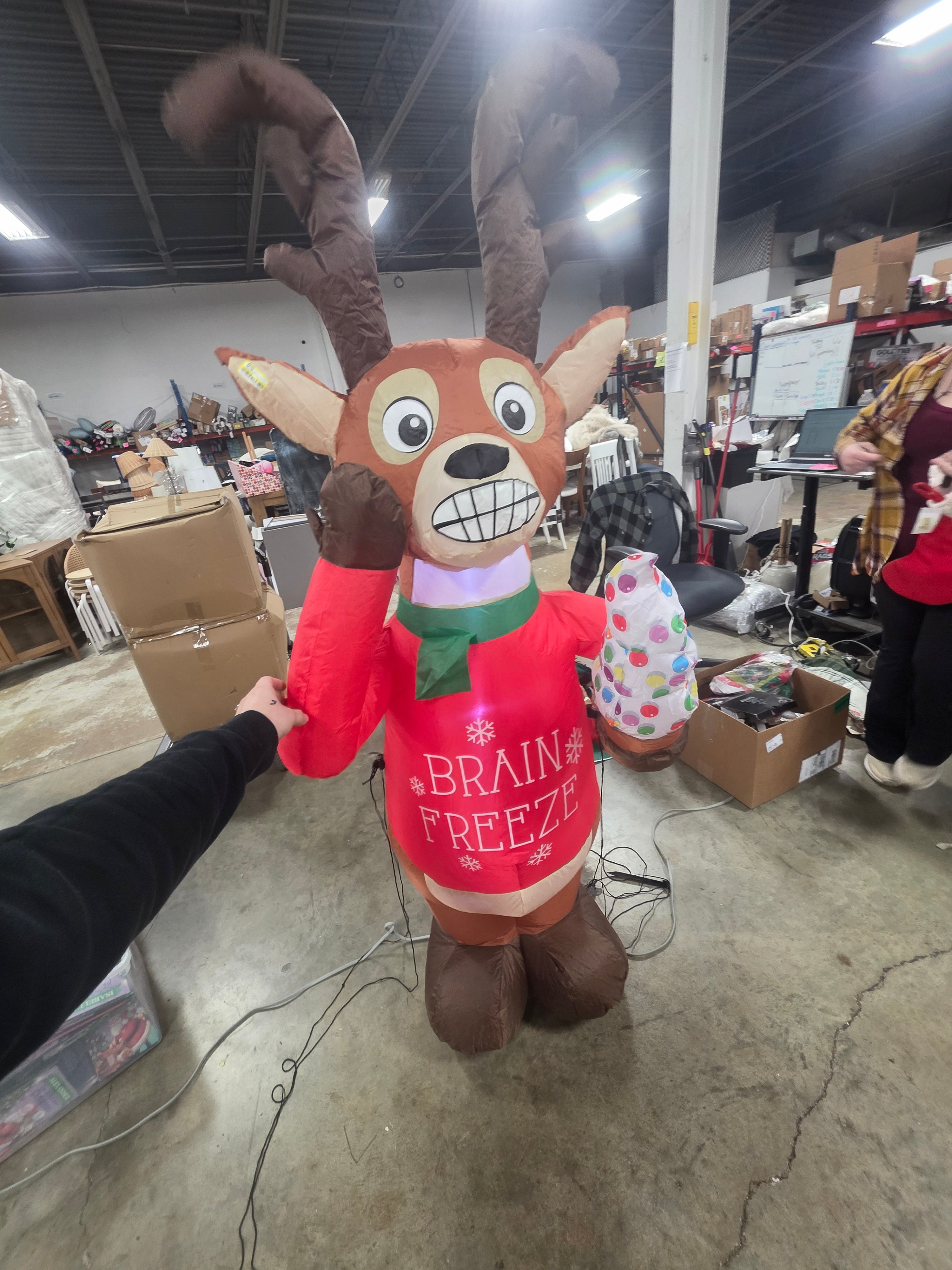 Animated LED Shivering Reindeer Indoor Outdoor Inflatable, final cut