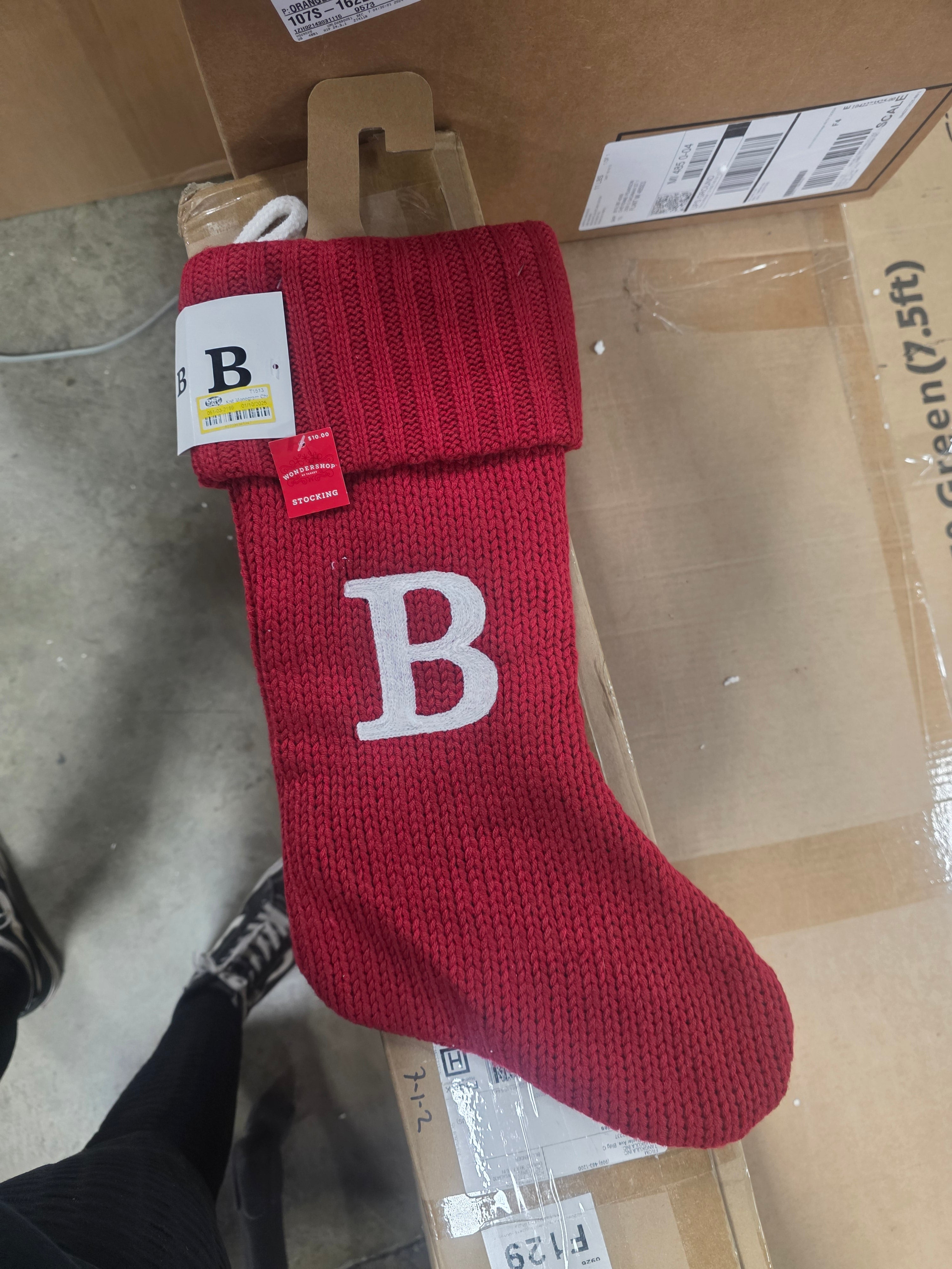 Knit Monogram Christmas Stocking Red, final cut