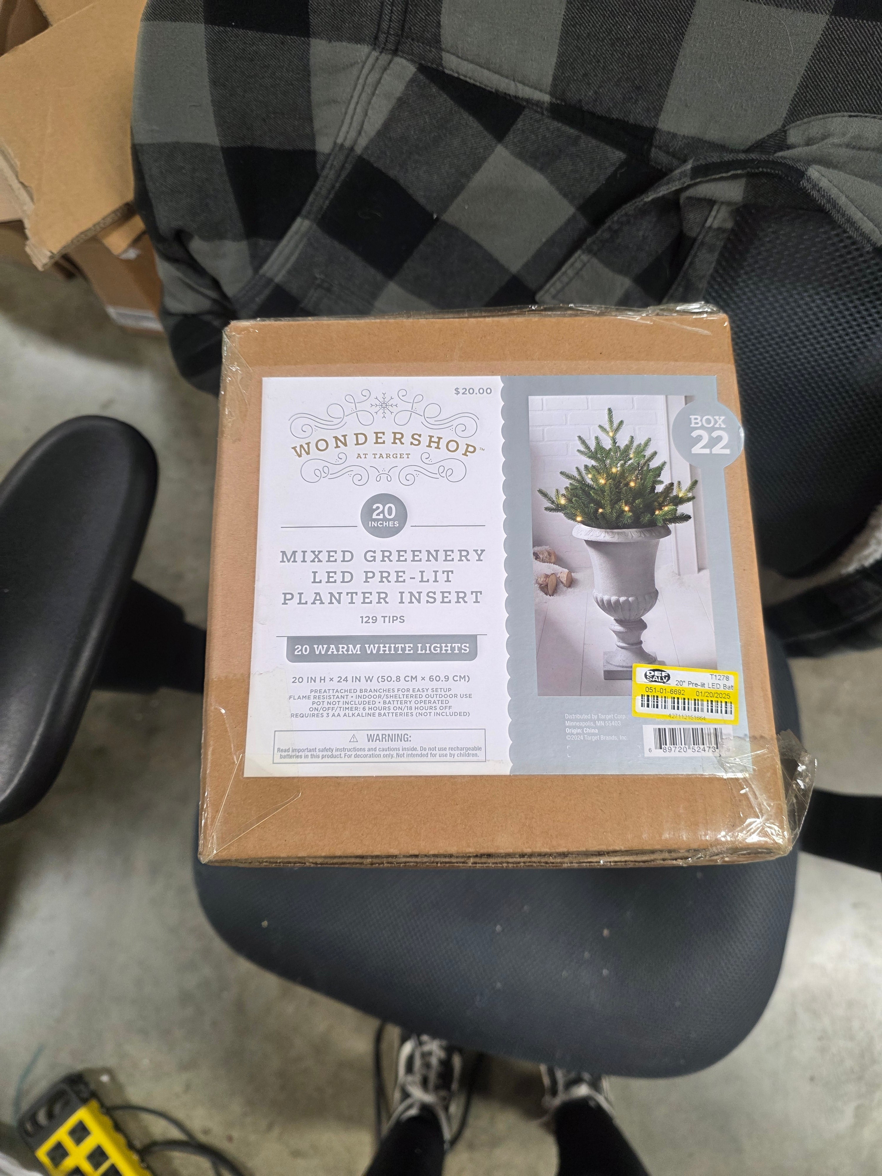 Pre-lit LED Battery Operated Mixed Pine Mini Christmas Artificial Pot Filler Warm White Lights, final cut