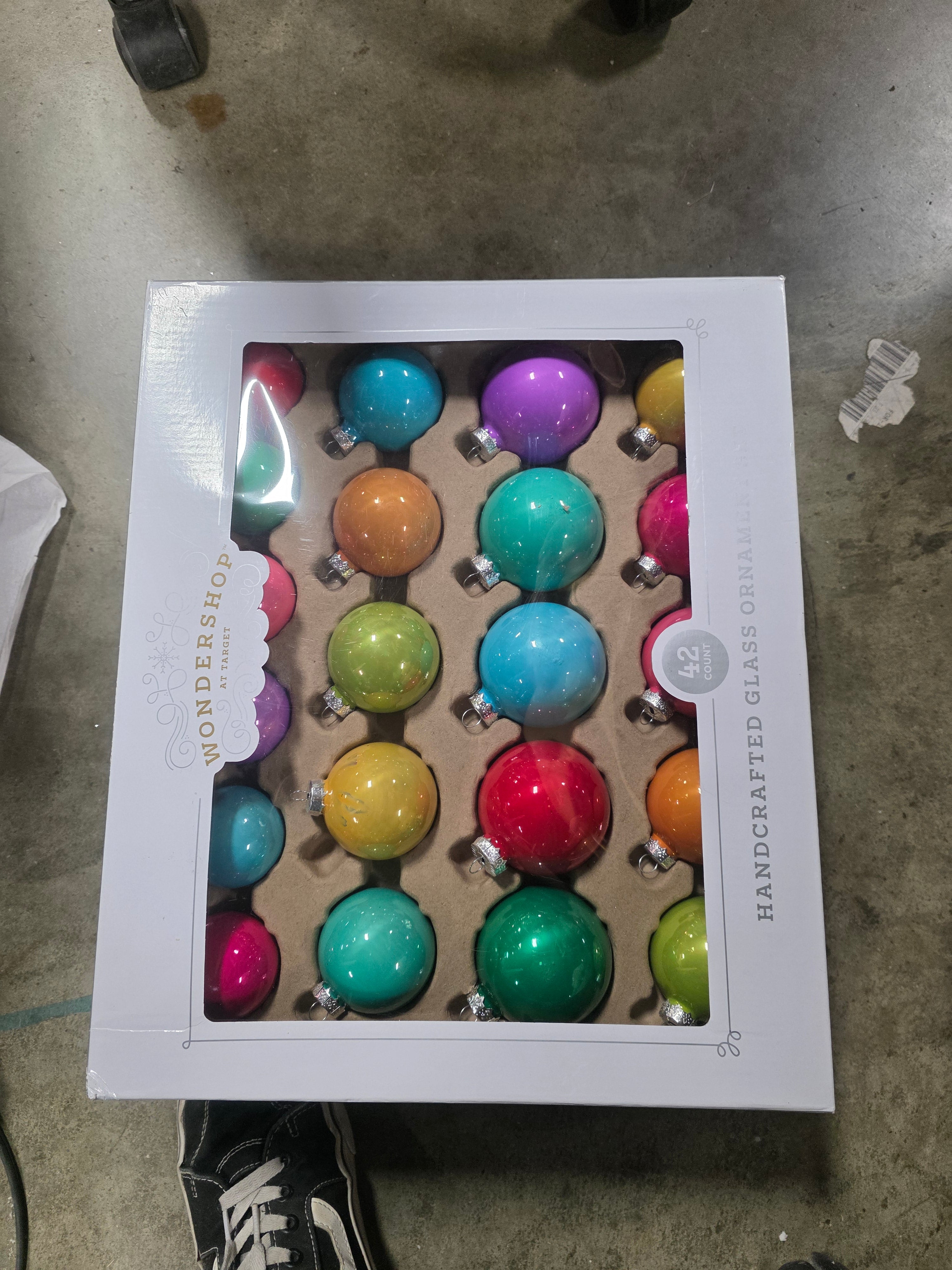 42pc Round Glass Christmas Tree Ornament Set, final cut