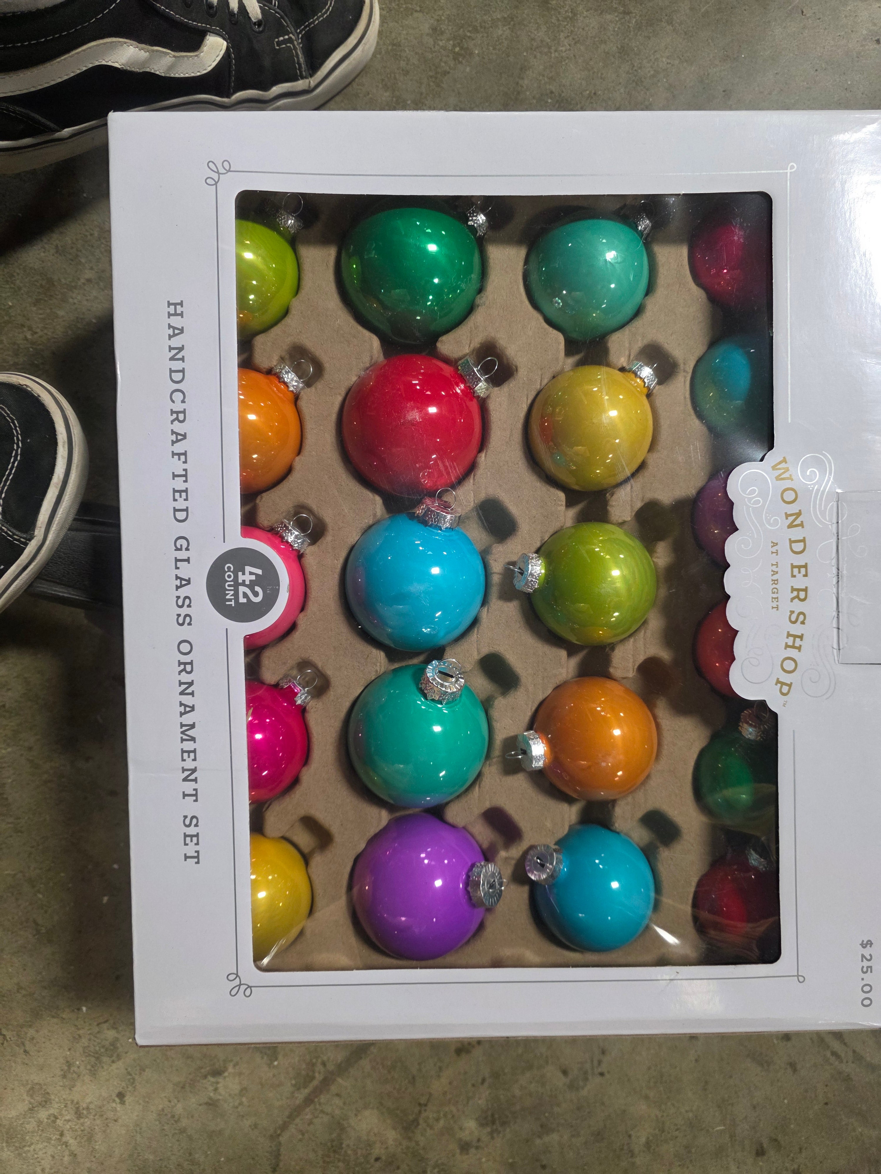 42pc Round Glass Christmas Tree Ornament Set, final cut