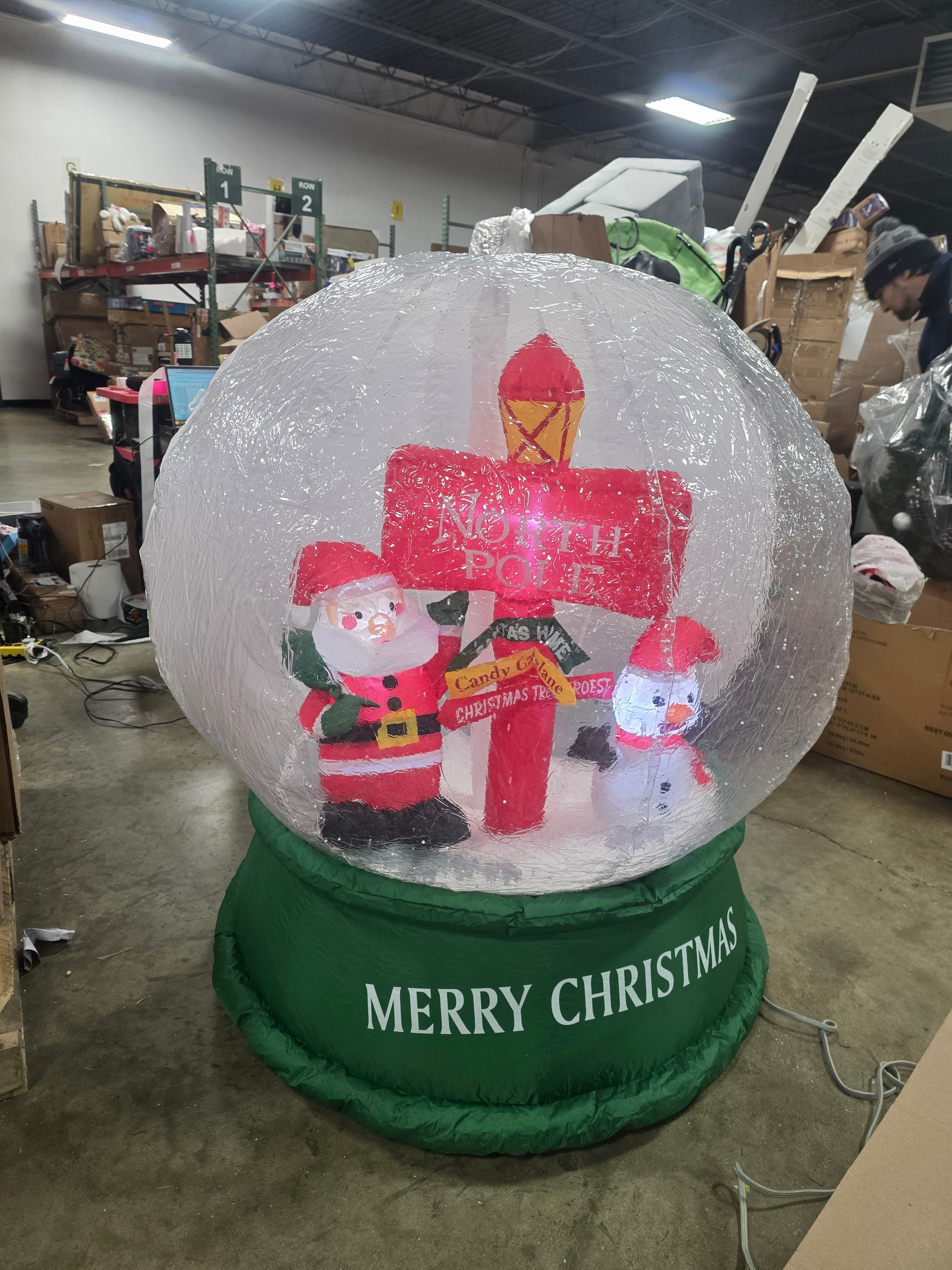 Christmas Inflatable Snow Globe Blow Up Yard Decoration w/ LEDs & Air Blower, final cut