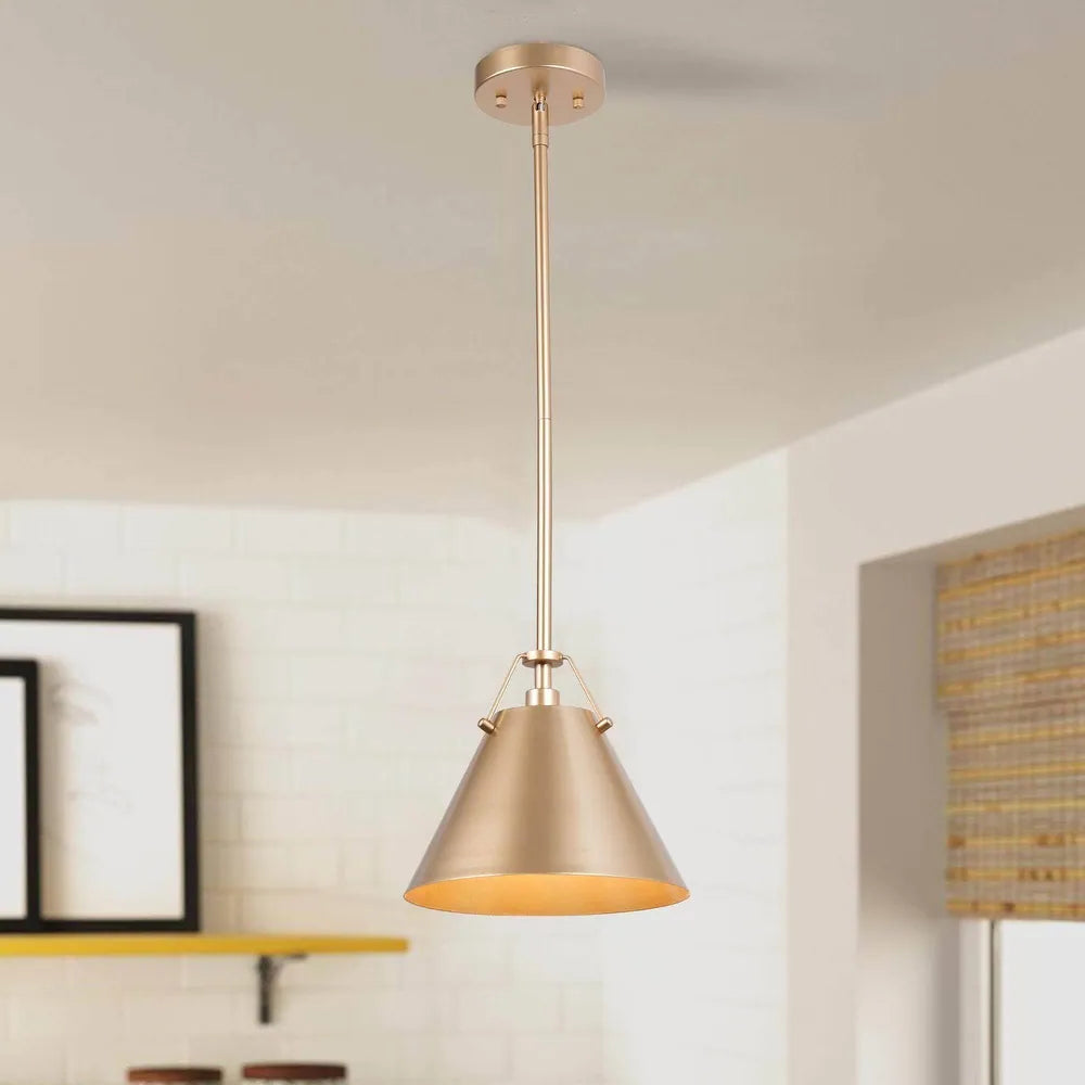 1-Light Brass Gold Cone Kitchen Island Pendant Lights