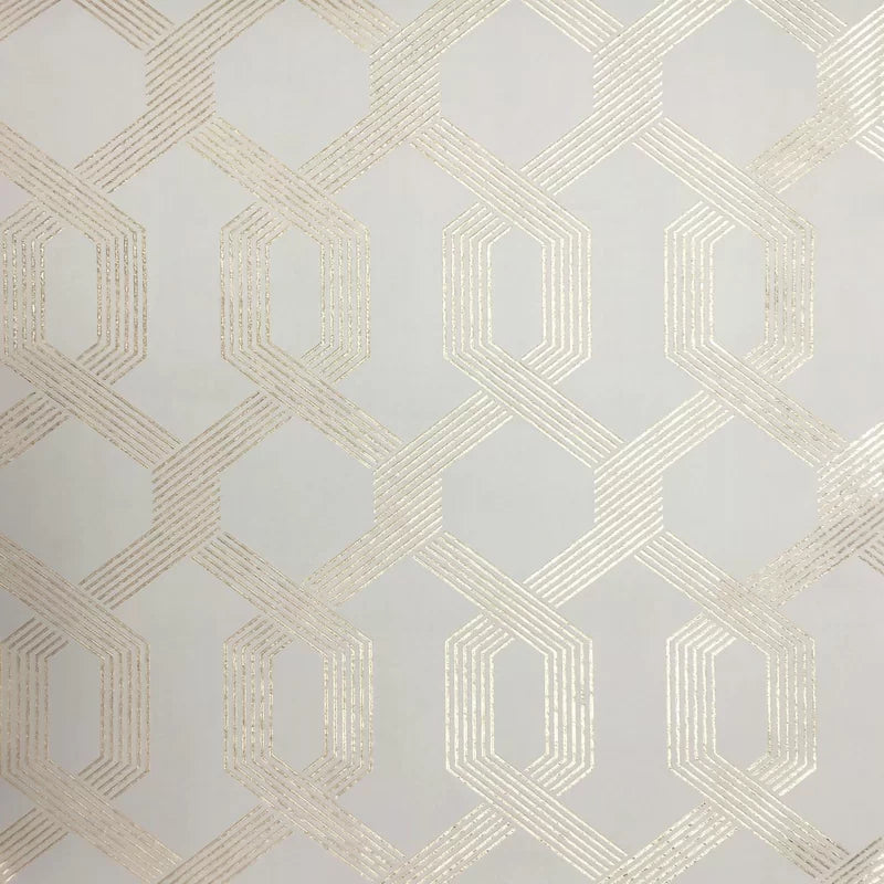 SET OF 3 Mid Century Geometric Wallpaper Roll, beige/gold