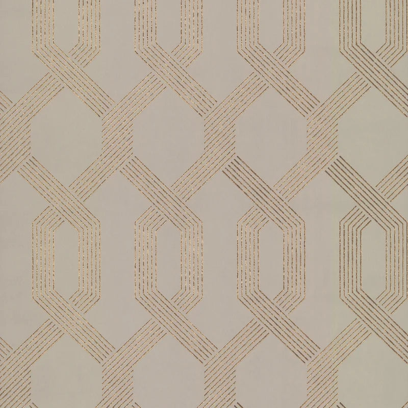 SET OF 3 Mid Century Geometric Wallpaper Roll, beige/gold