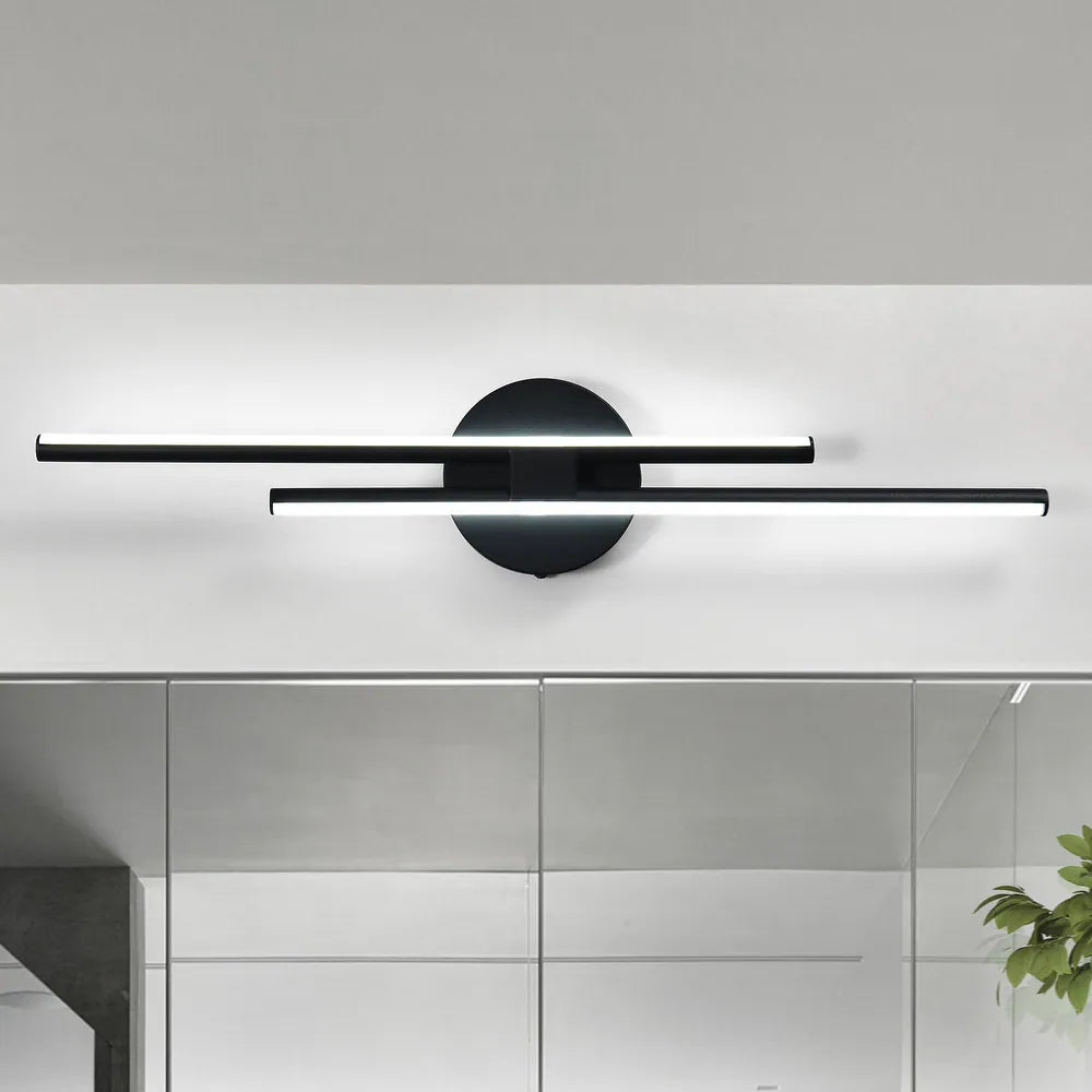 Minimalist Linear LED Vanity Light Dimmable Metal Wall Sconce - Black