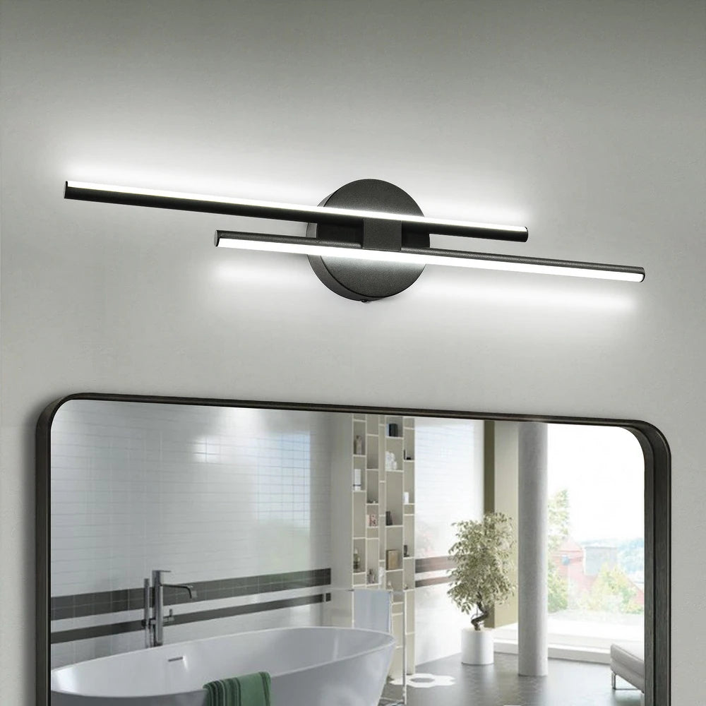 Minimalist Linear LED Vanity Light Dimmable Metal Wall Sconce - Black