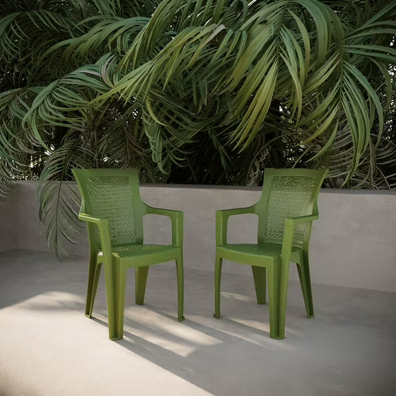 Mira Outdoor Patio Chairs (Set of 2), Green