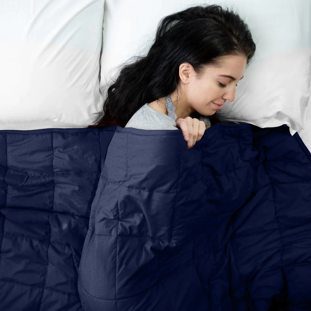 Navy Blue Quilted Microfiber Weighted Throw Blanket