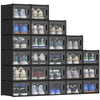 XL 24 Pack Shoe Storage Boxes Clear Plastic Stackable Shoe Organizer - Black