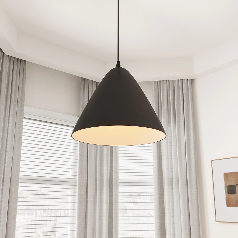 Modern Black Finish Metal Cone Pendant Light Fixture for Kitchen Island