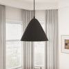 Modern Black Finish Metal Cone Pendant Light Fixture for Kitchen Island